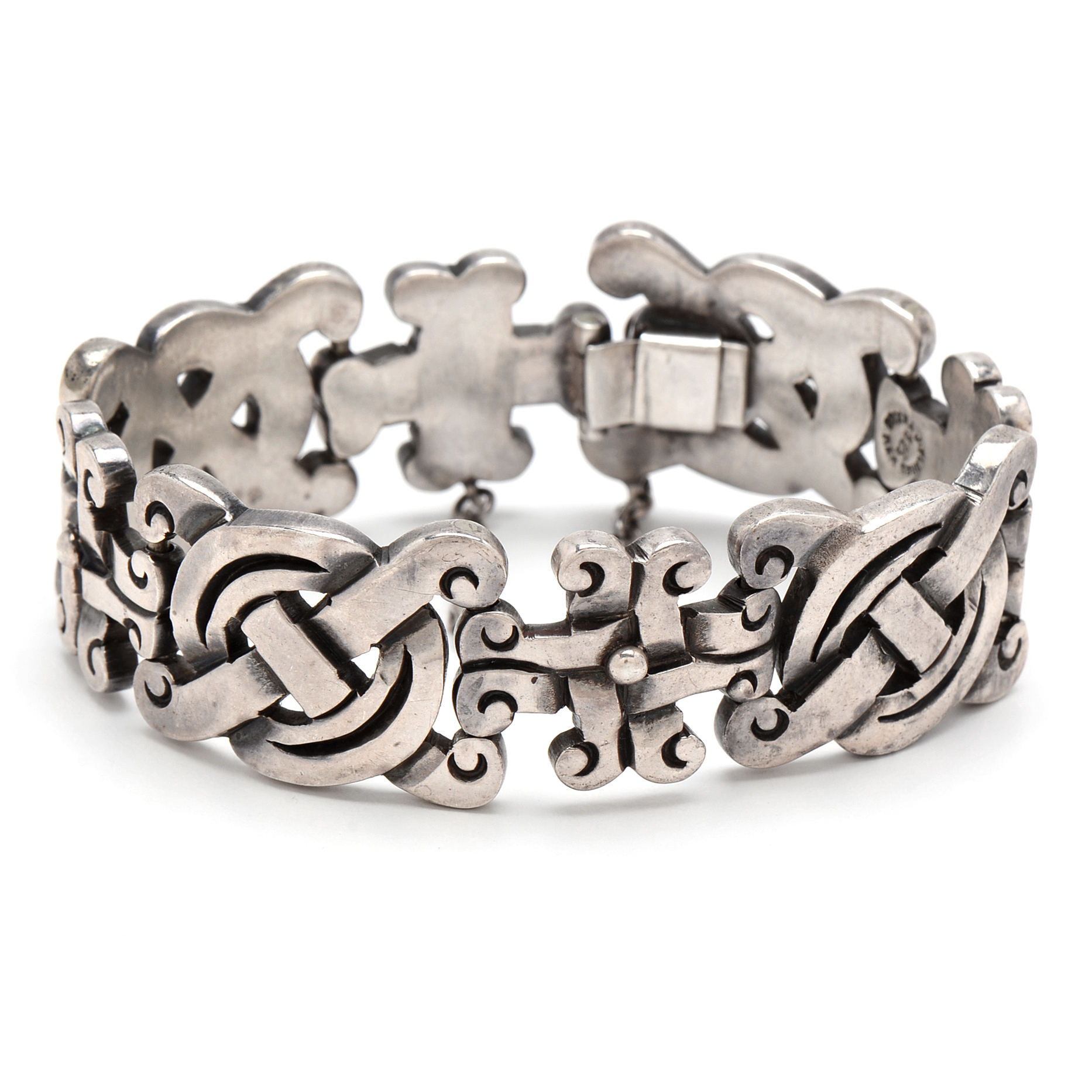 Circa 1940 Jose Luis Flores Signed Taxco Sterling Silver Bracelet