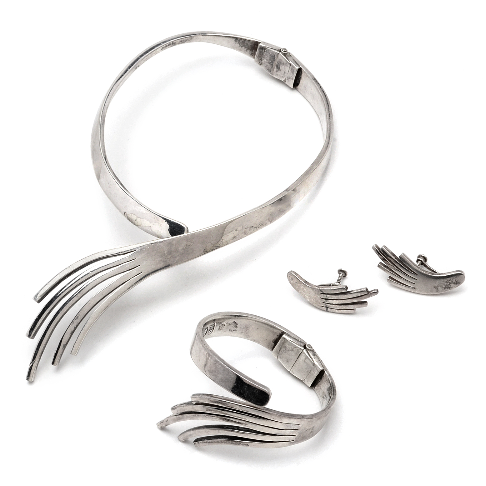 Sigfrido (Sigi) Pineda 960 Silver Necklace, Bracelet an Earrings