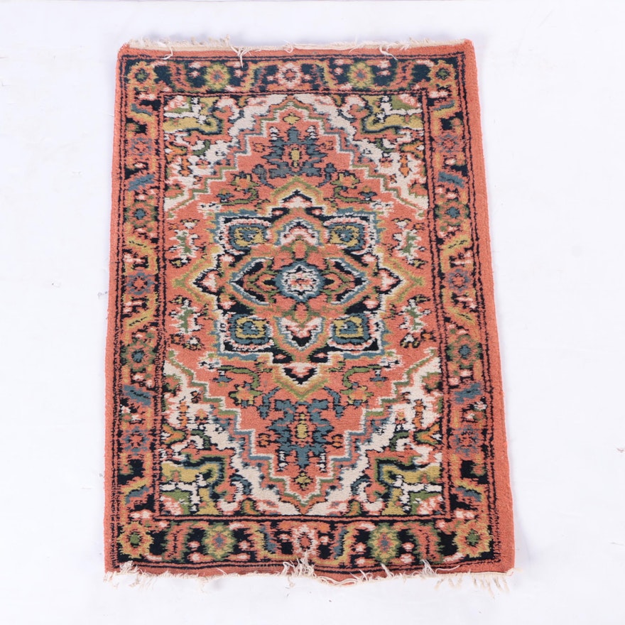 Hand-Knotted Persian Heriz Wool Mat