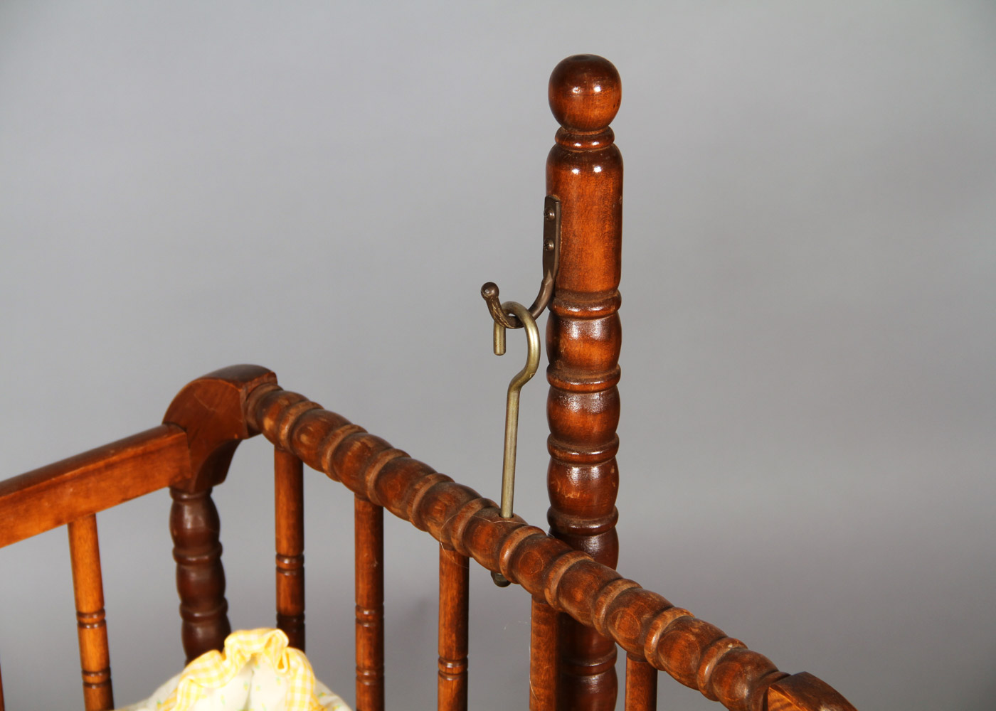 Vintage Maple Finished  Baby Cradle-on-Stand