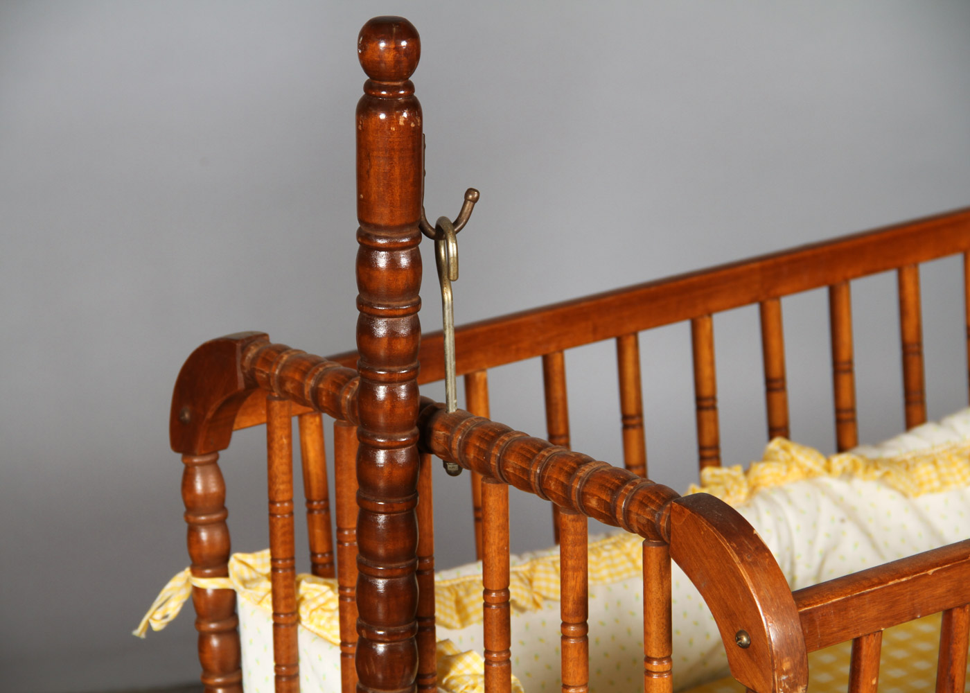 Vintage Maple Finished  Baby Cradle-on-Stand