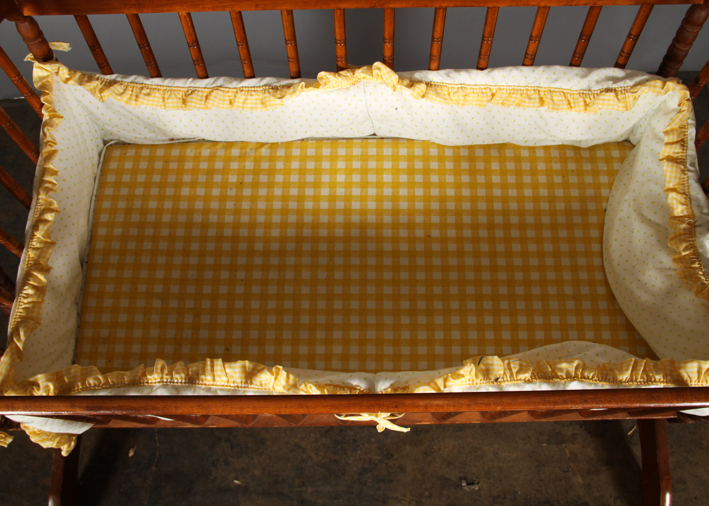 Vintage Maple Finished  Baby Cradle-on-Stand