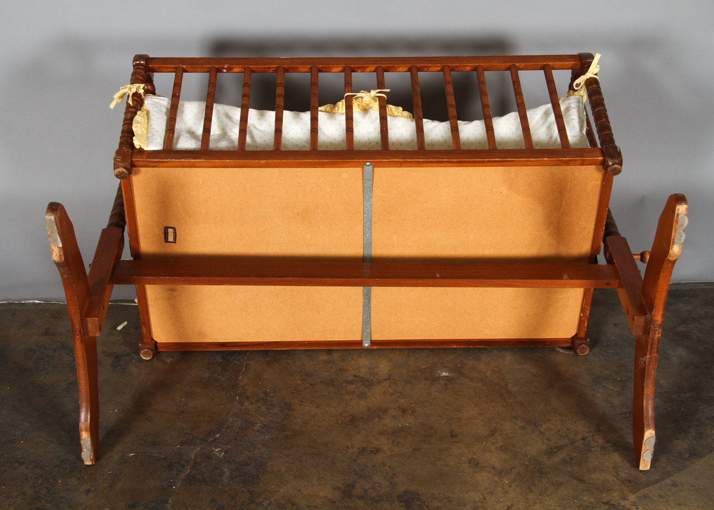 Vintage Maple Finished  Baby Cradle-on-Stand