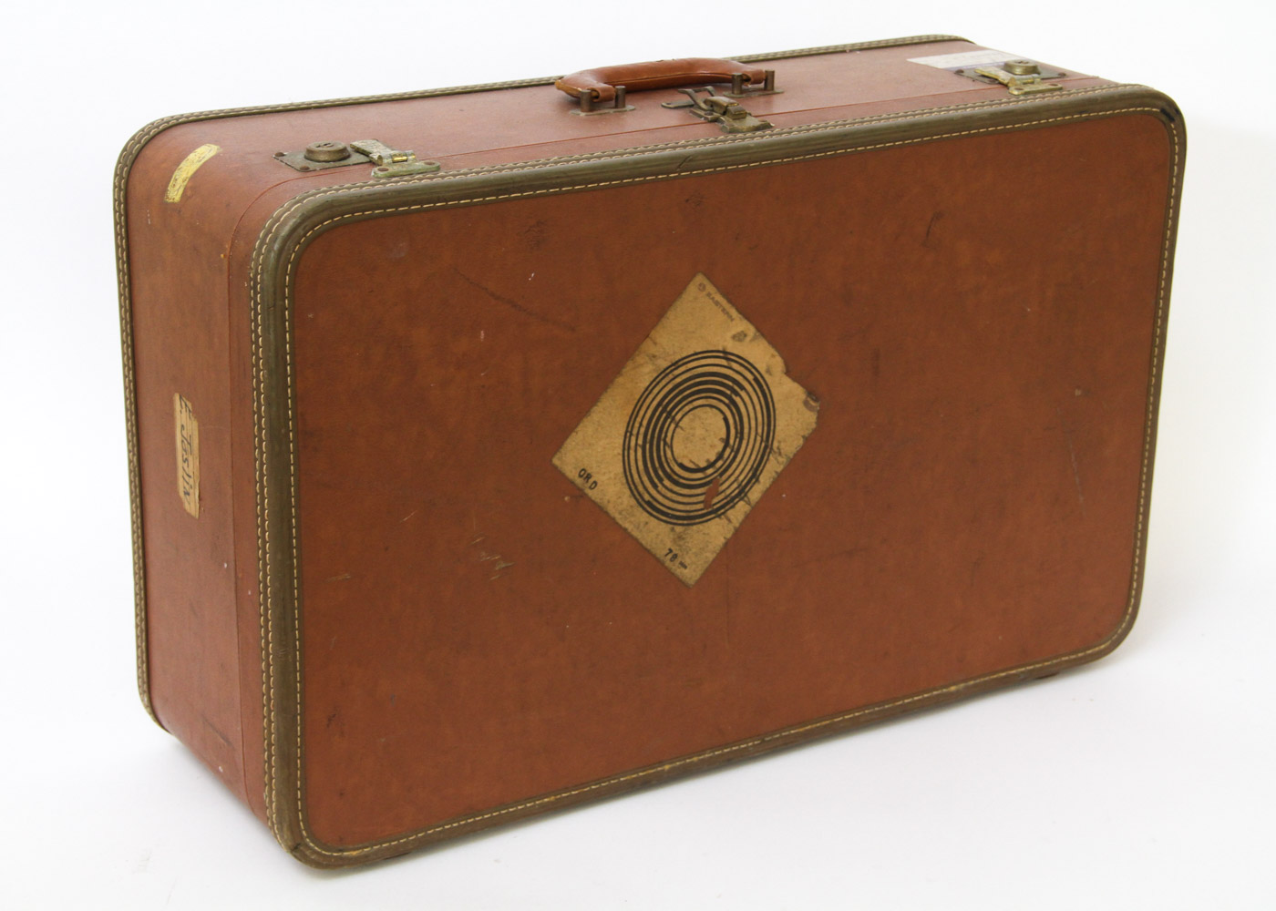 Vintage Oshkosh Brown Leather Suitcase