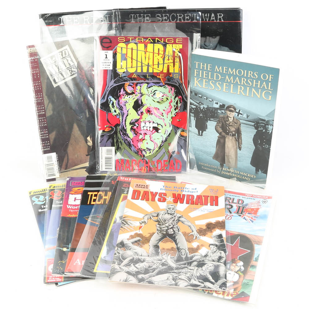 World War Themed Modern Comic Books and History Books