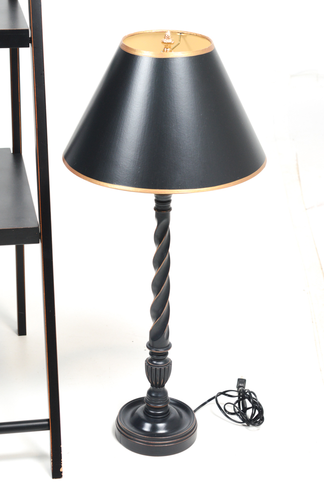 Contemporary A-Frame Shelf with Lamp