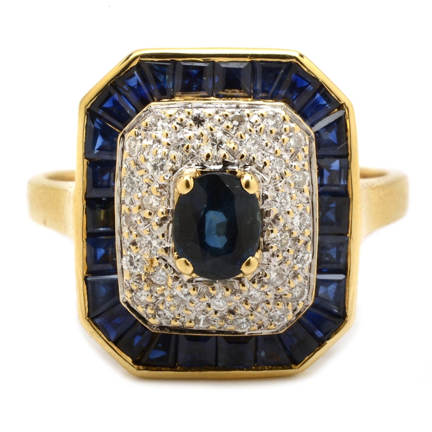 Le Vian 18K Yellow Gold Natural Blue Sapphire Diamond Ring