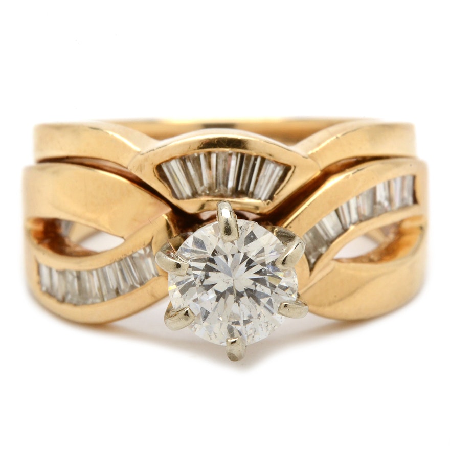 10K Yellow Gold Diamond Bridal Ring Set
