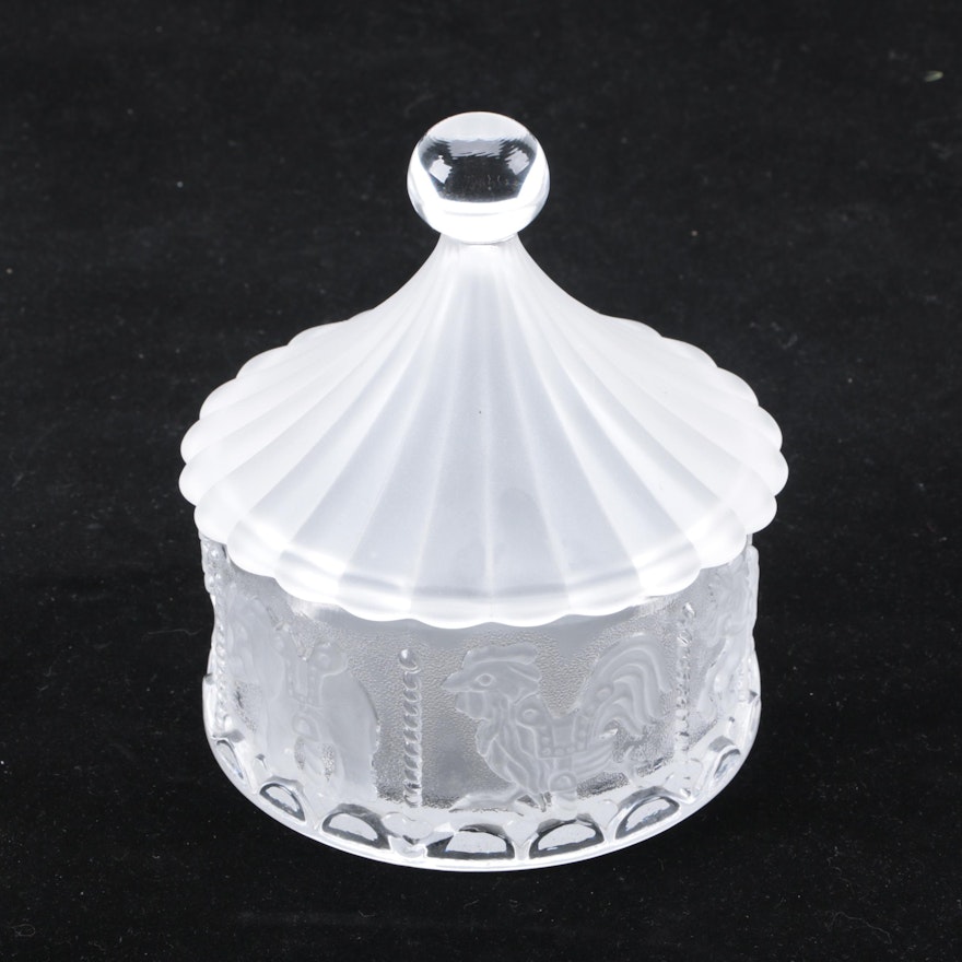 Goebel Frosted Crystal Carousel Covered Candy Dish