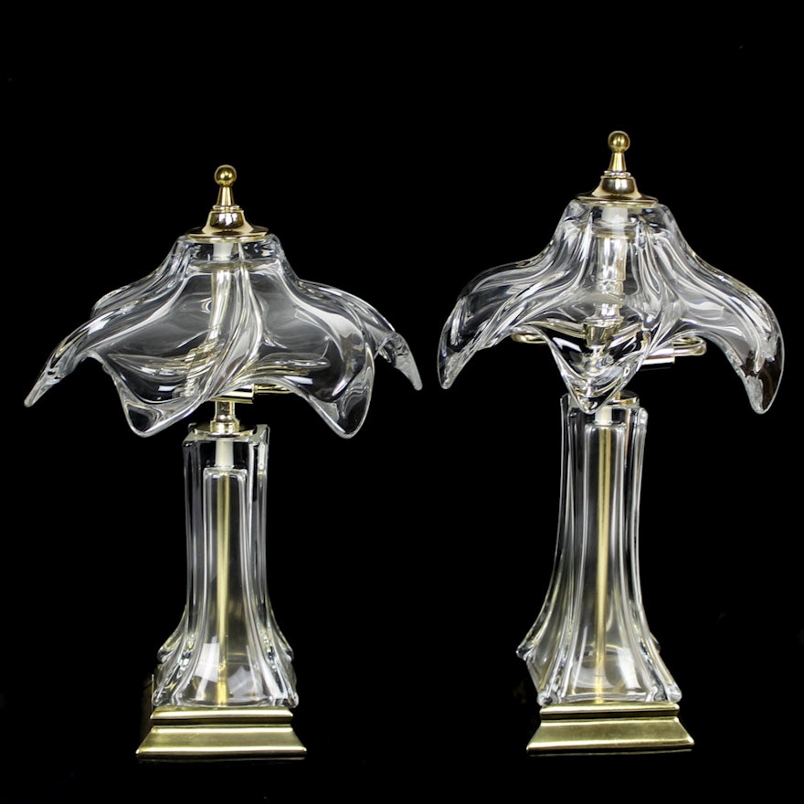Vintage Parisian Cofrac French Art Verrier Crystal Lamps