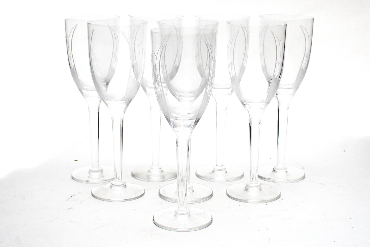 French Lalique "Angel" Champagne Flutes