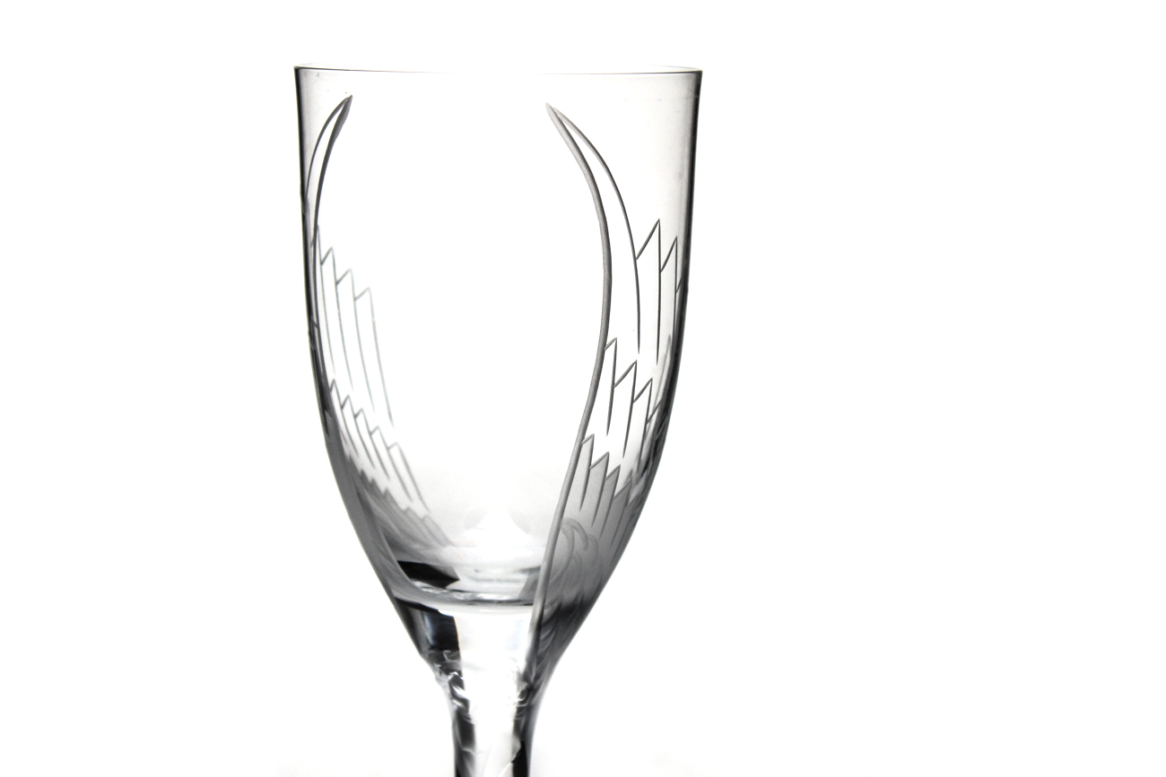 French Lalique "Angel" Champagne Flutes