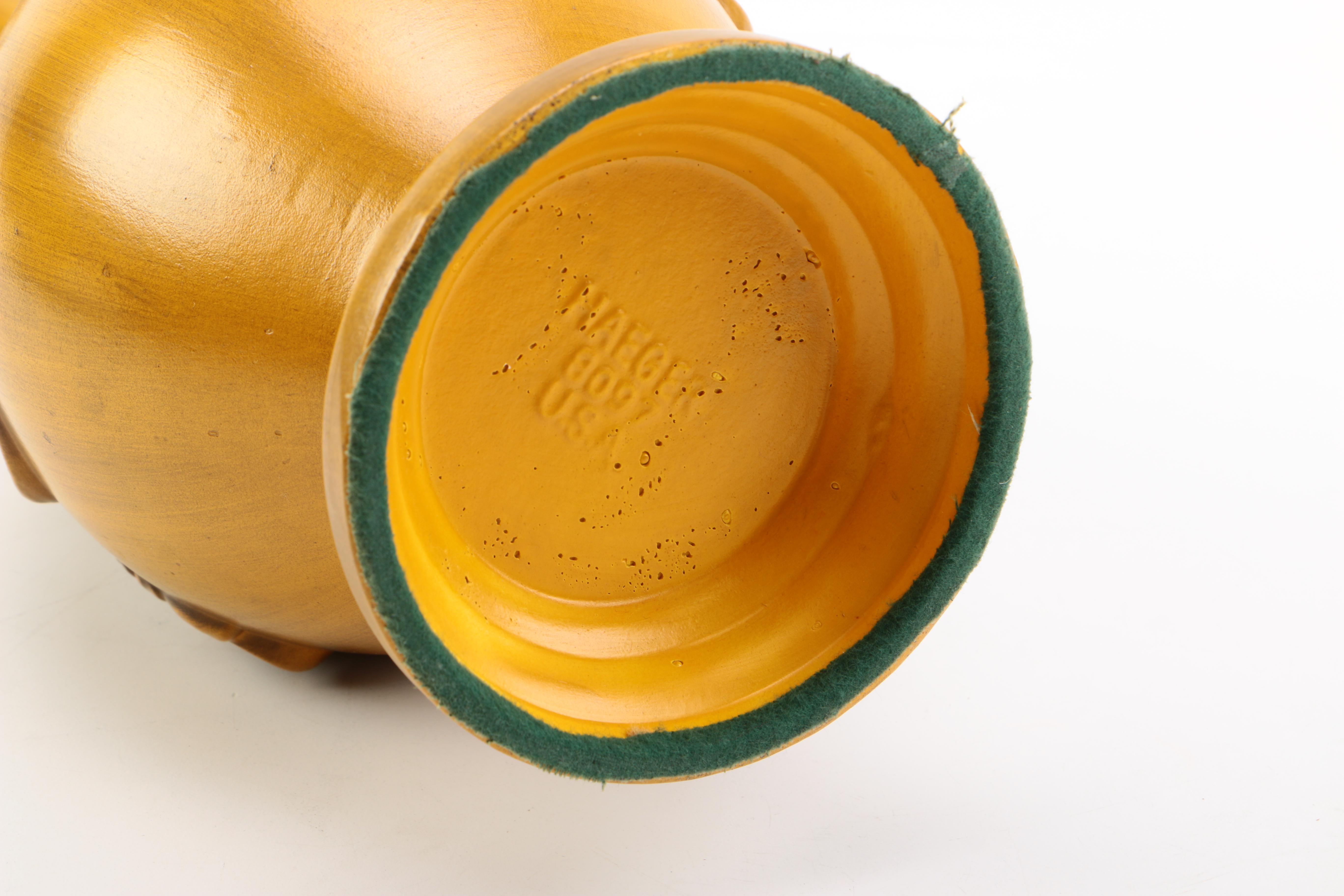 Haeger Ceramic Pitcher and Wood Pineapple