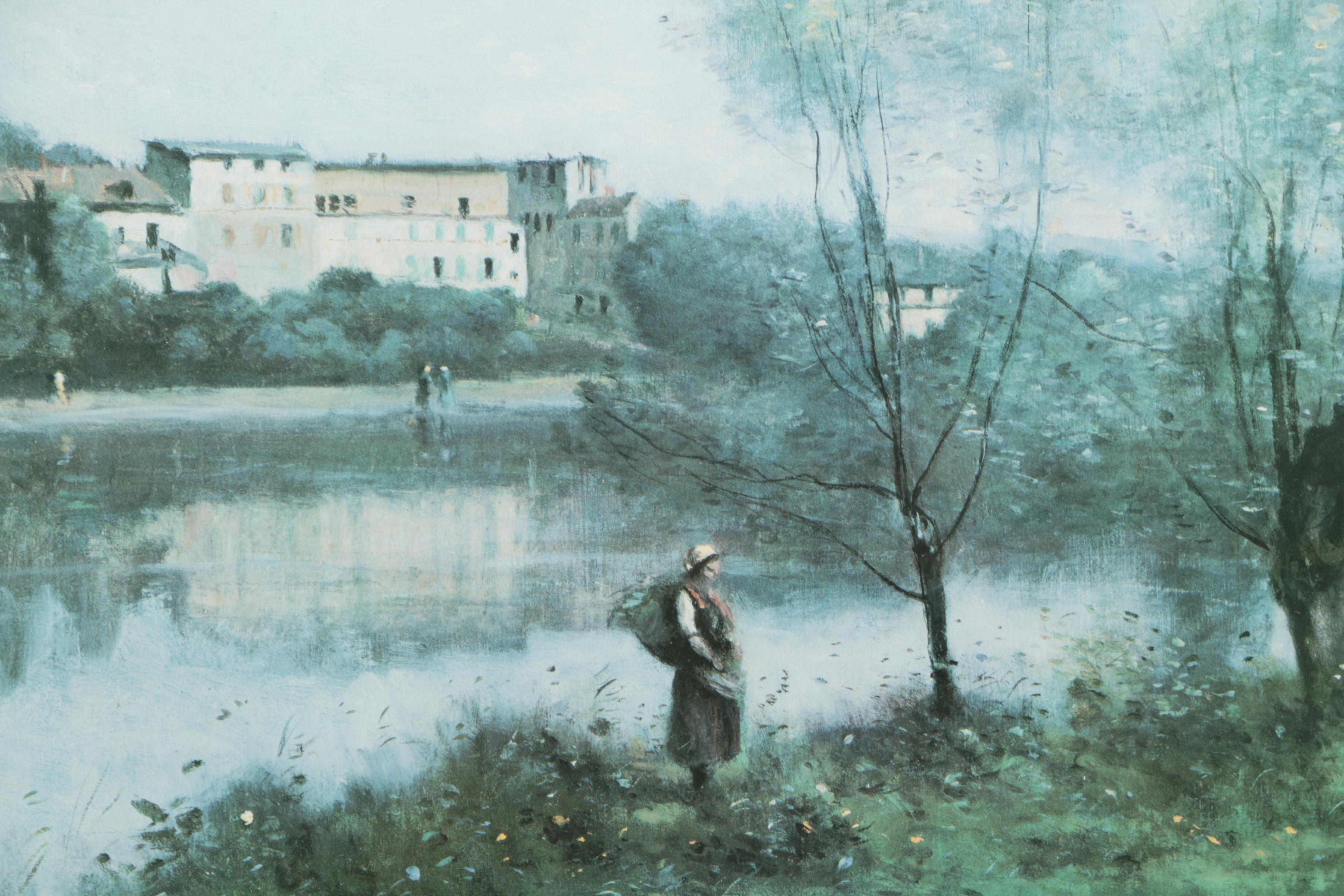 Offset Lithograph on Paper After Jean-Baptiste-Camille Corot's "Ville-d'Avray"