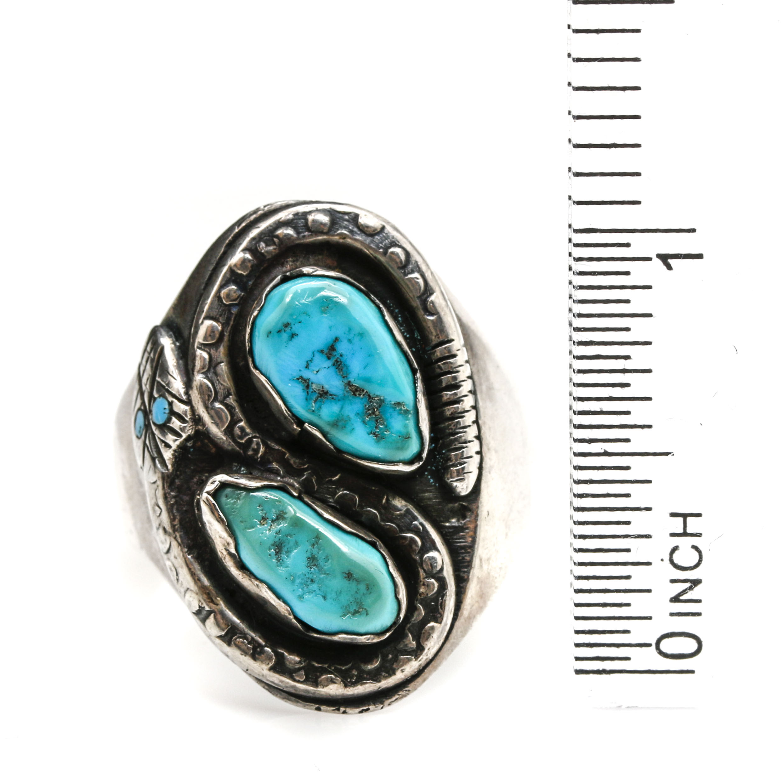 Ray Nieto Zuni Sterling Silver Turquoise Snake Ring