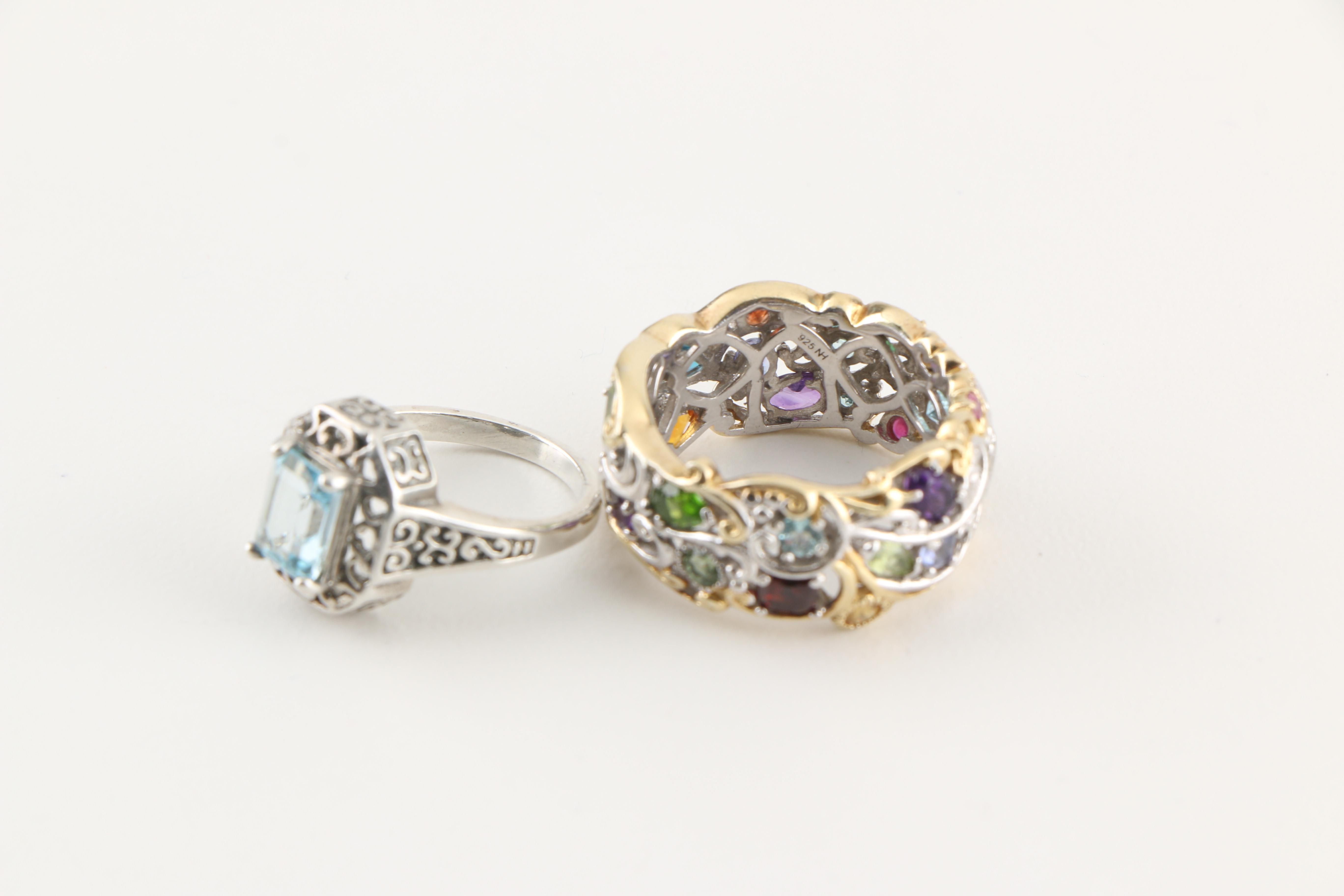 Sterling Silver Rings and Necklaces Including Blue Topaz