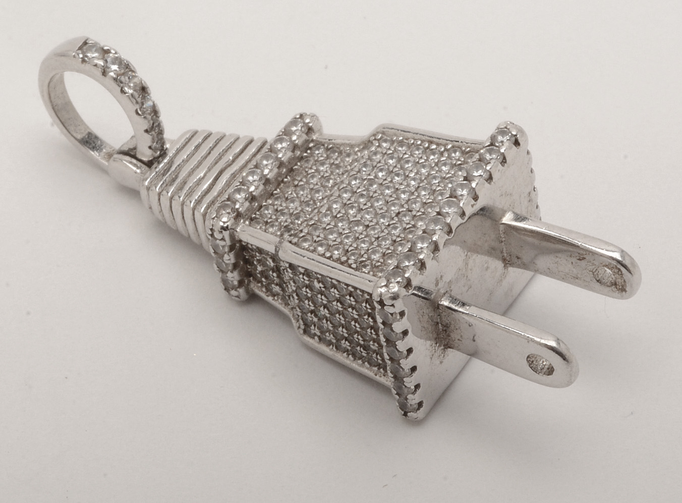 Sterling Silver and CZ Electrical Plug End Pendant