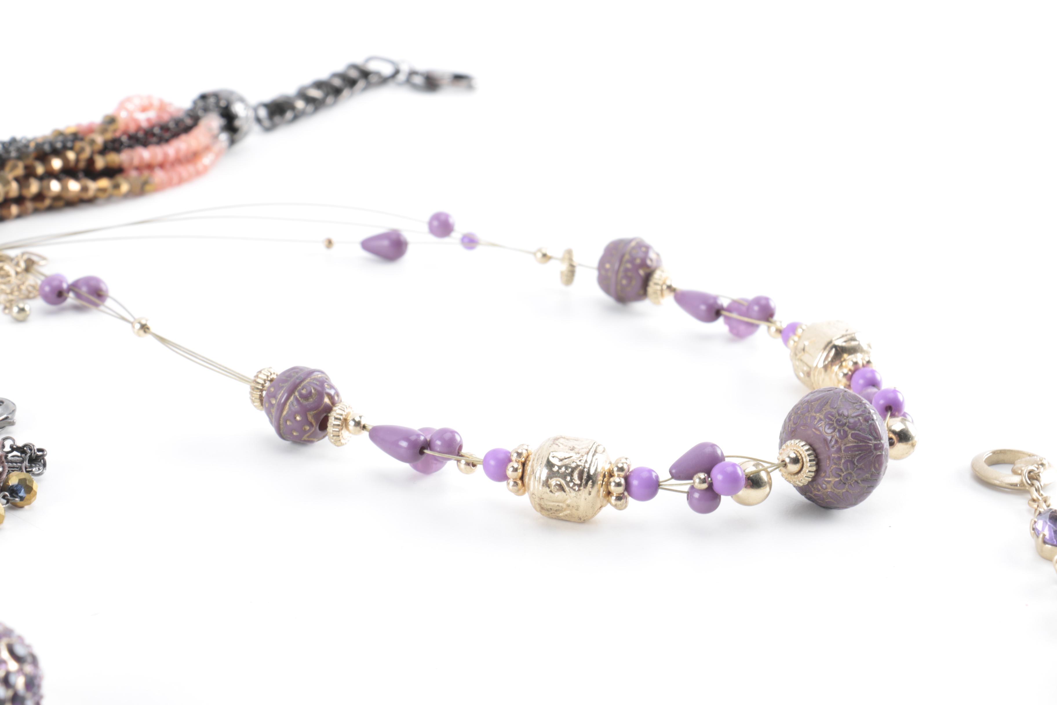 Purple and Gold Tone Costume Jewelry Assortment