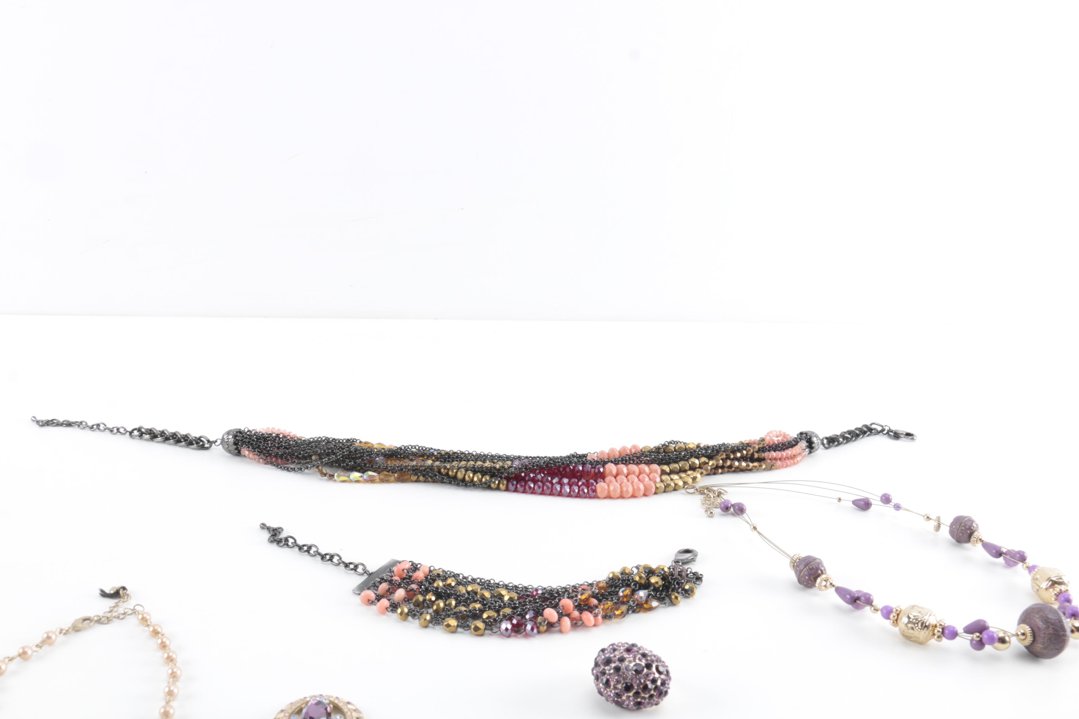 Purple and Gold Tone Costume Jewelry Assortment