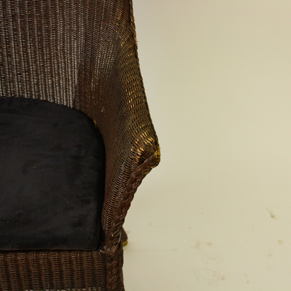 Vintage Wicker Chairs with Upholstered Seat Cushions