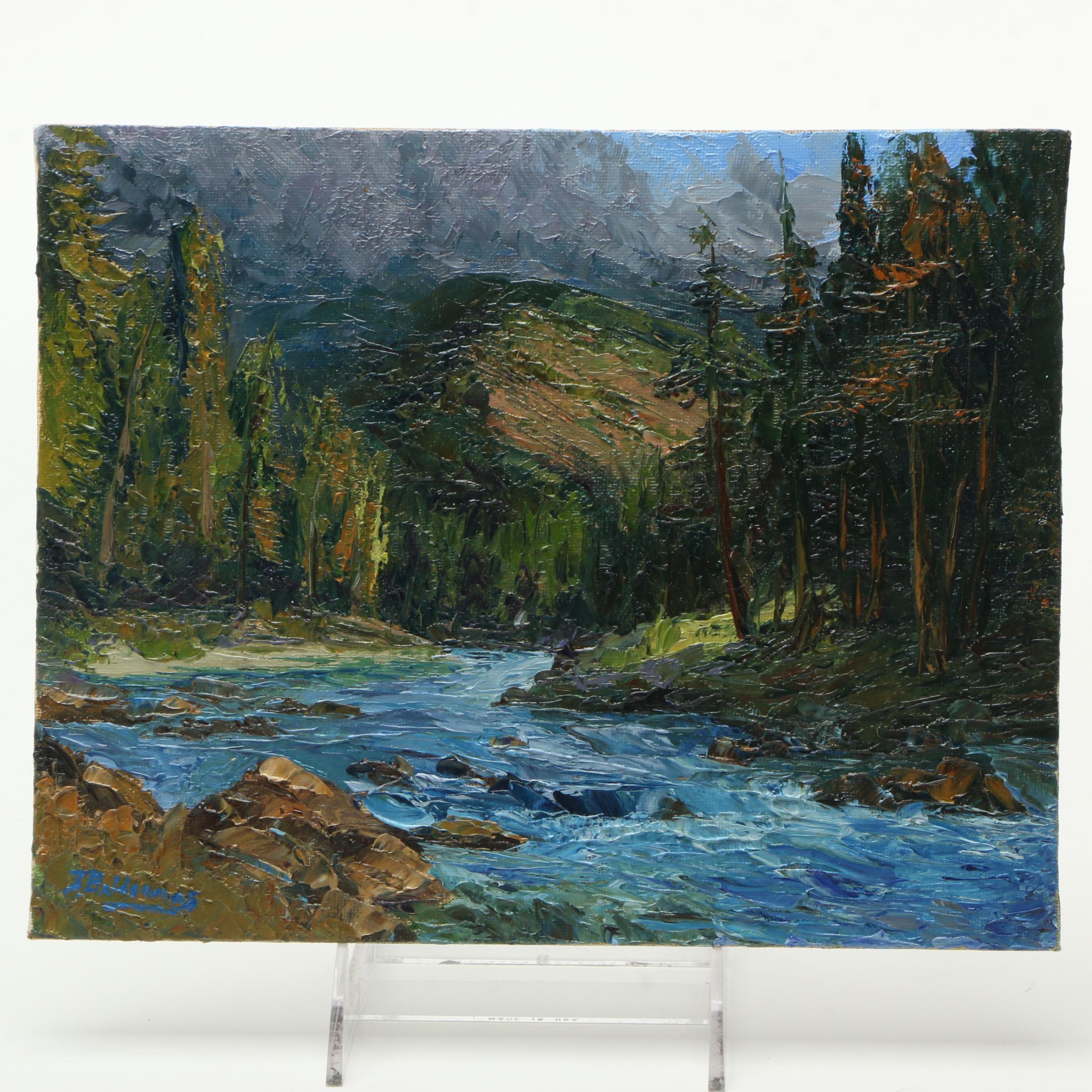 James Baldoumas 2017 Landscape Oil Painting on Canvas Board "The Pemi"