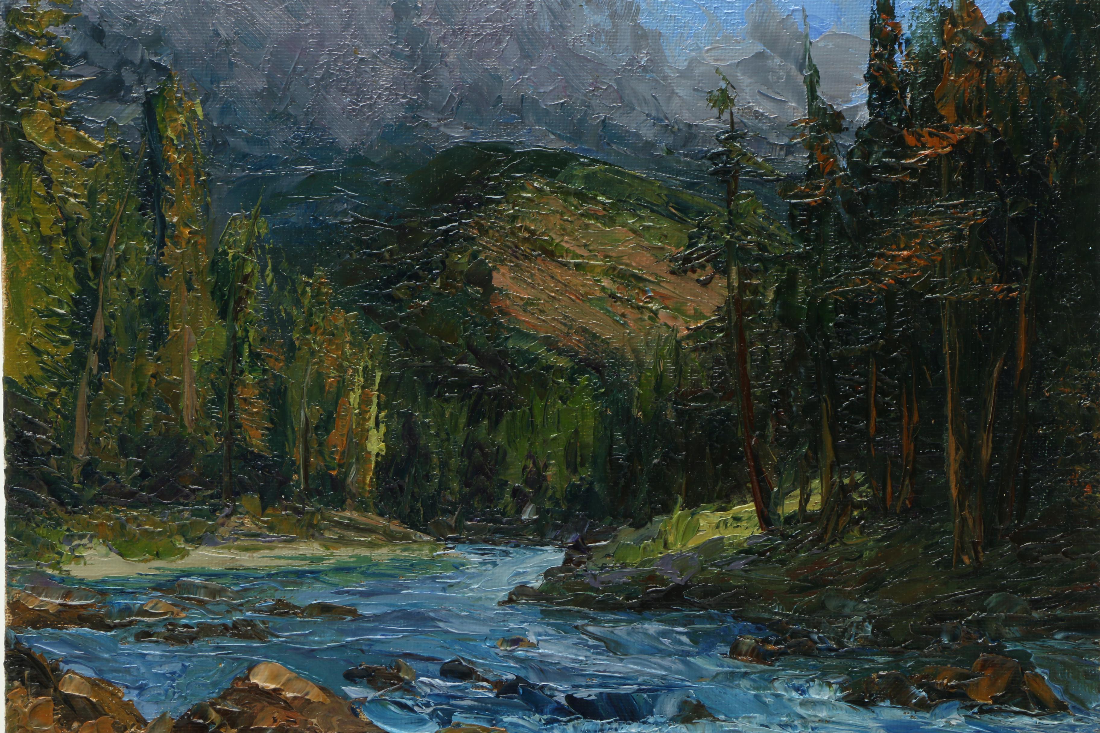 James Baldoumas 2017 Landscape Oil Painting on Canvas Board "The Pemi"