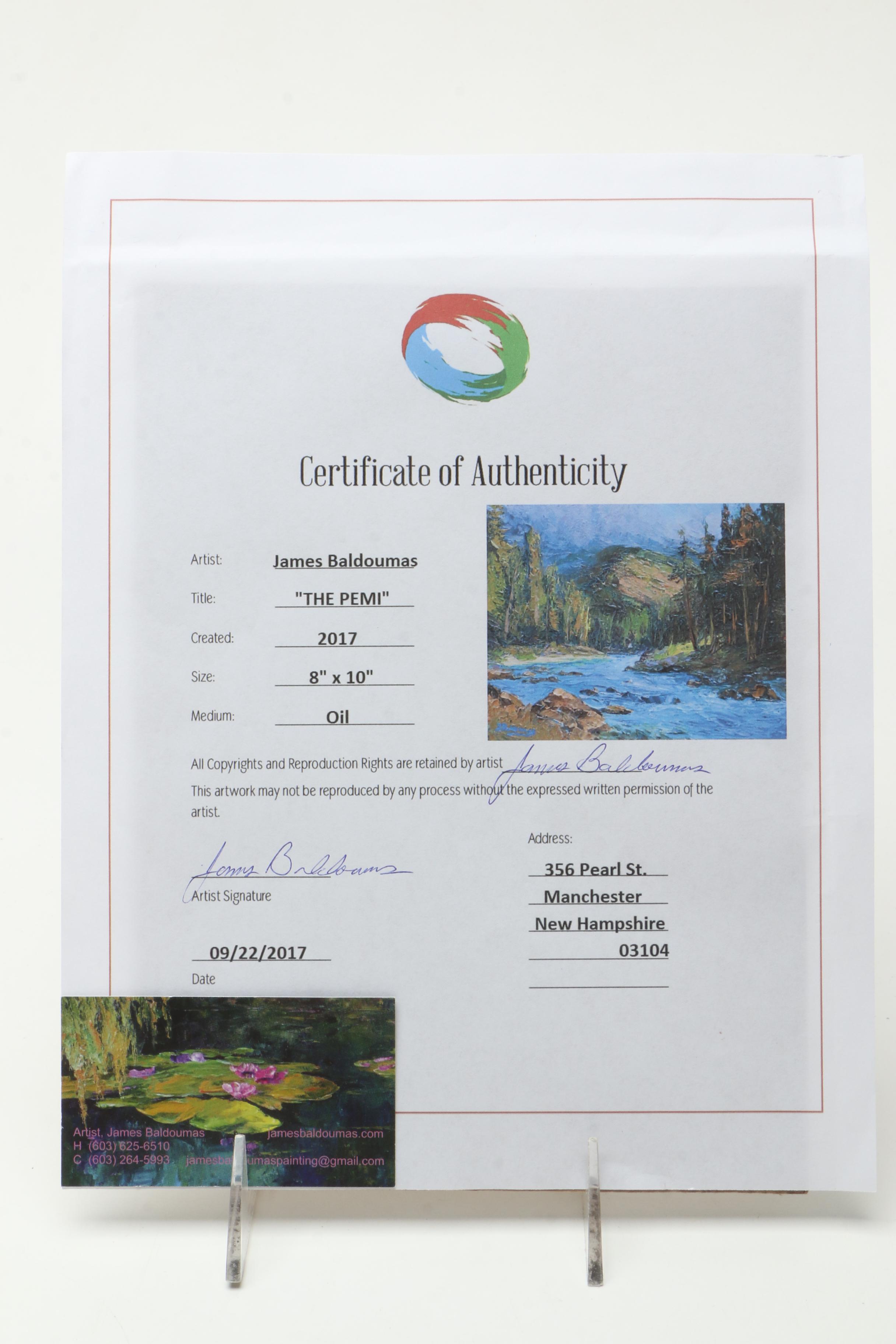 James Baldoumas 2017 Landscape Oil Painting on Canvas Board "The Pemi"