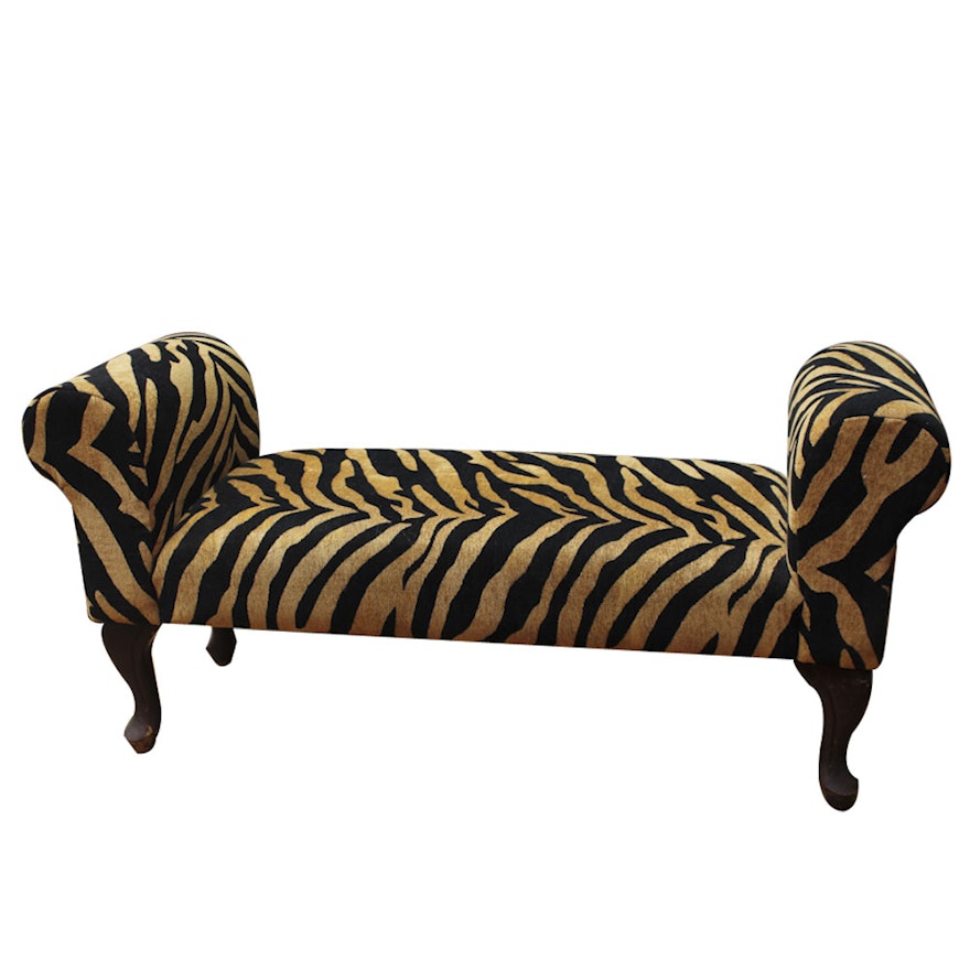 Zebra Print Upholstered Bench
