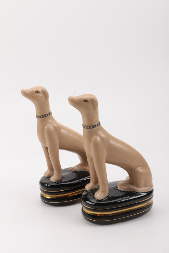 Pair of Decorative Dog Figurines in the Style of Staffordshire