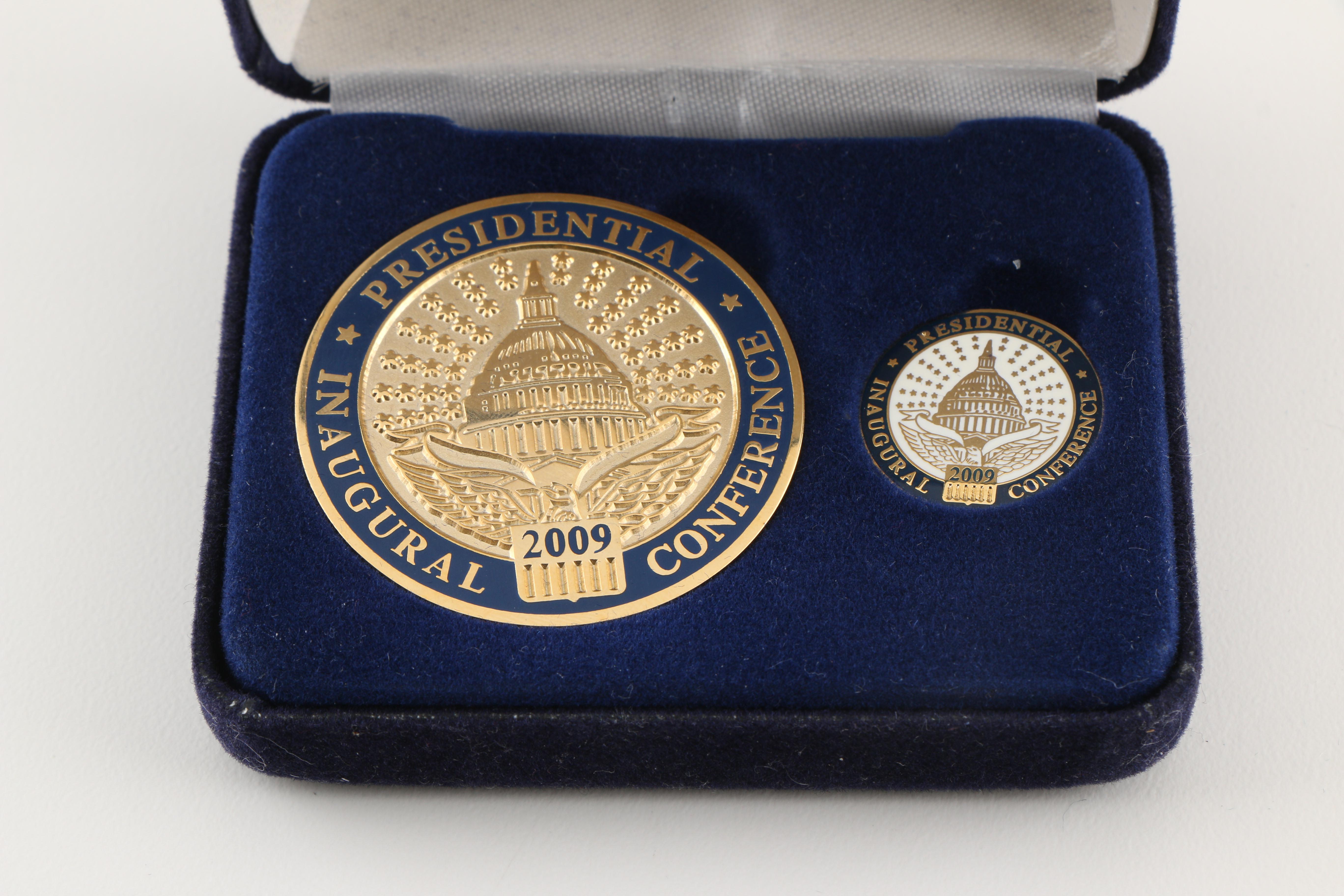 Collection of Lapel Pins Cufflinks and Commemorative Medals Including Sterling