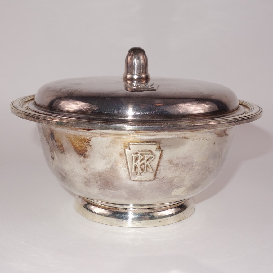 Vintage International Silver Pennsylvania Railroad Silver Soldered Lidded Bowl