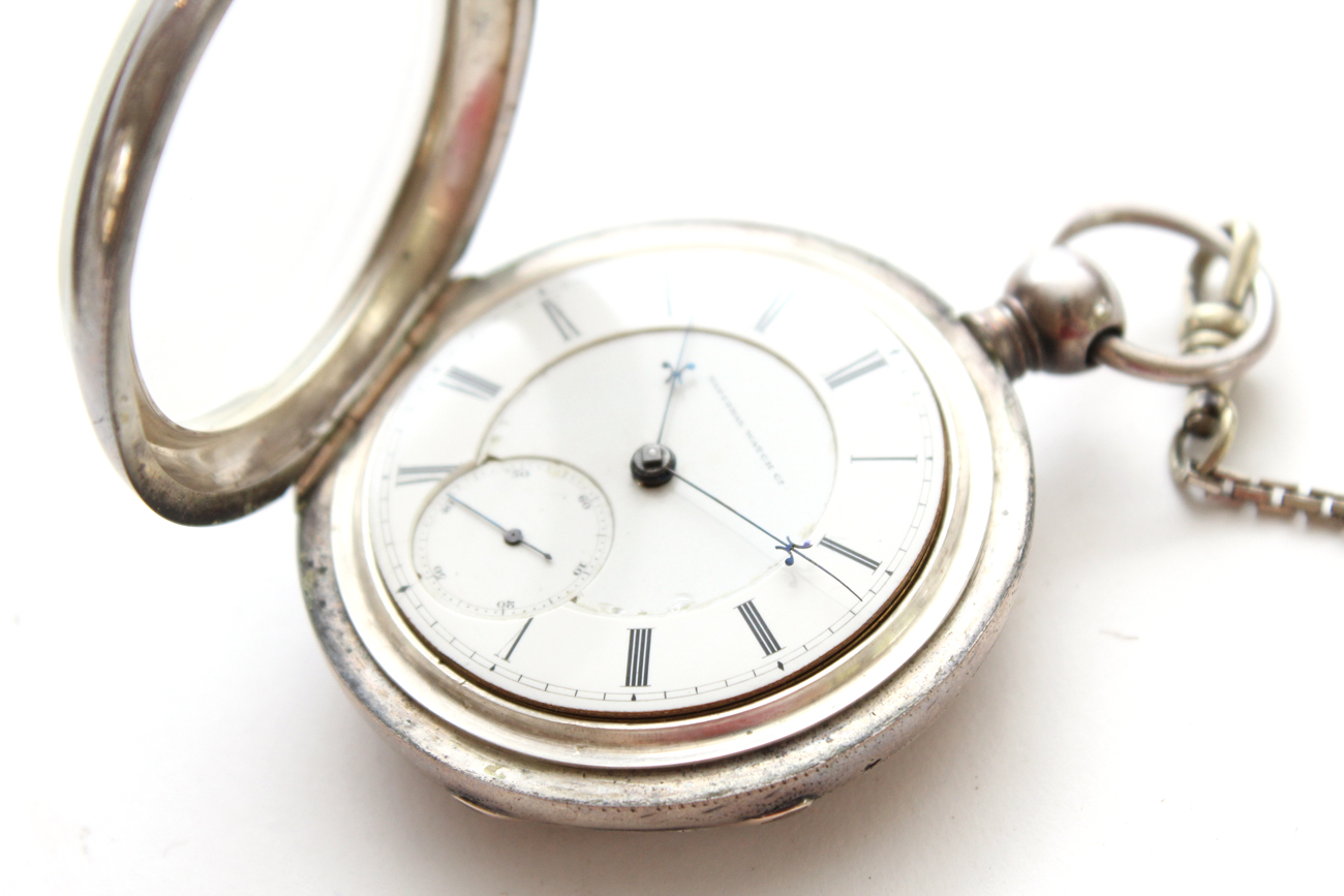 Antique National Watch Company Pocket Watch With Fob, Key, and Cloche