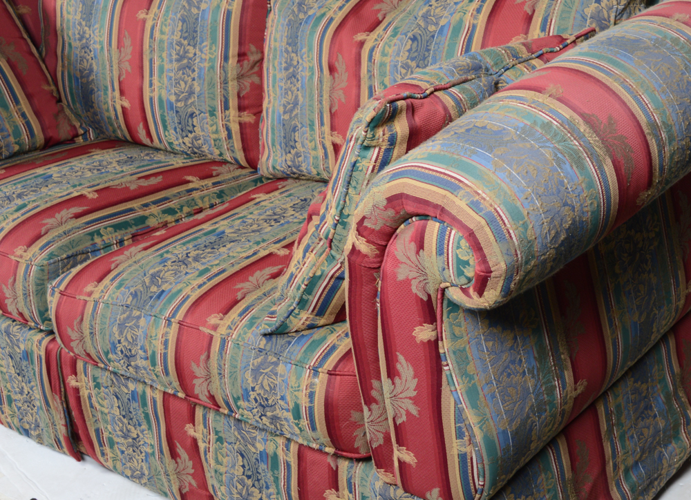 Striped Upholstered Sofa