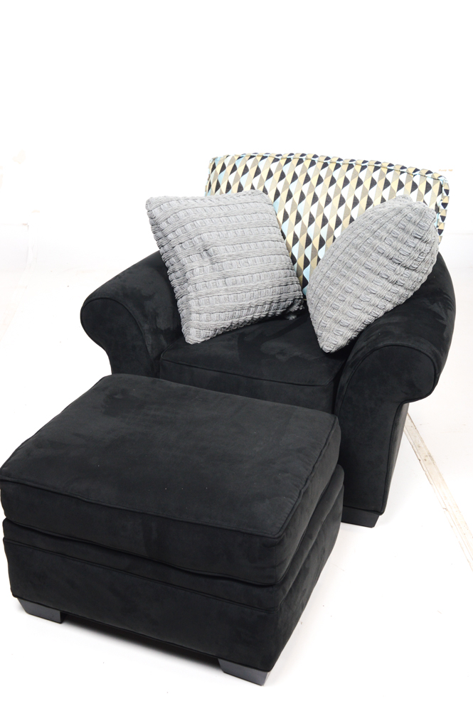 Carter Micro-Suede Armchair with Ottoman