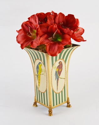 Four Faux Plants With Red Amaryllis