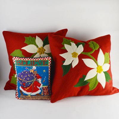 Crate & Barrel Christmas Pillows and Mary Engelbrecht Pillow