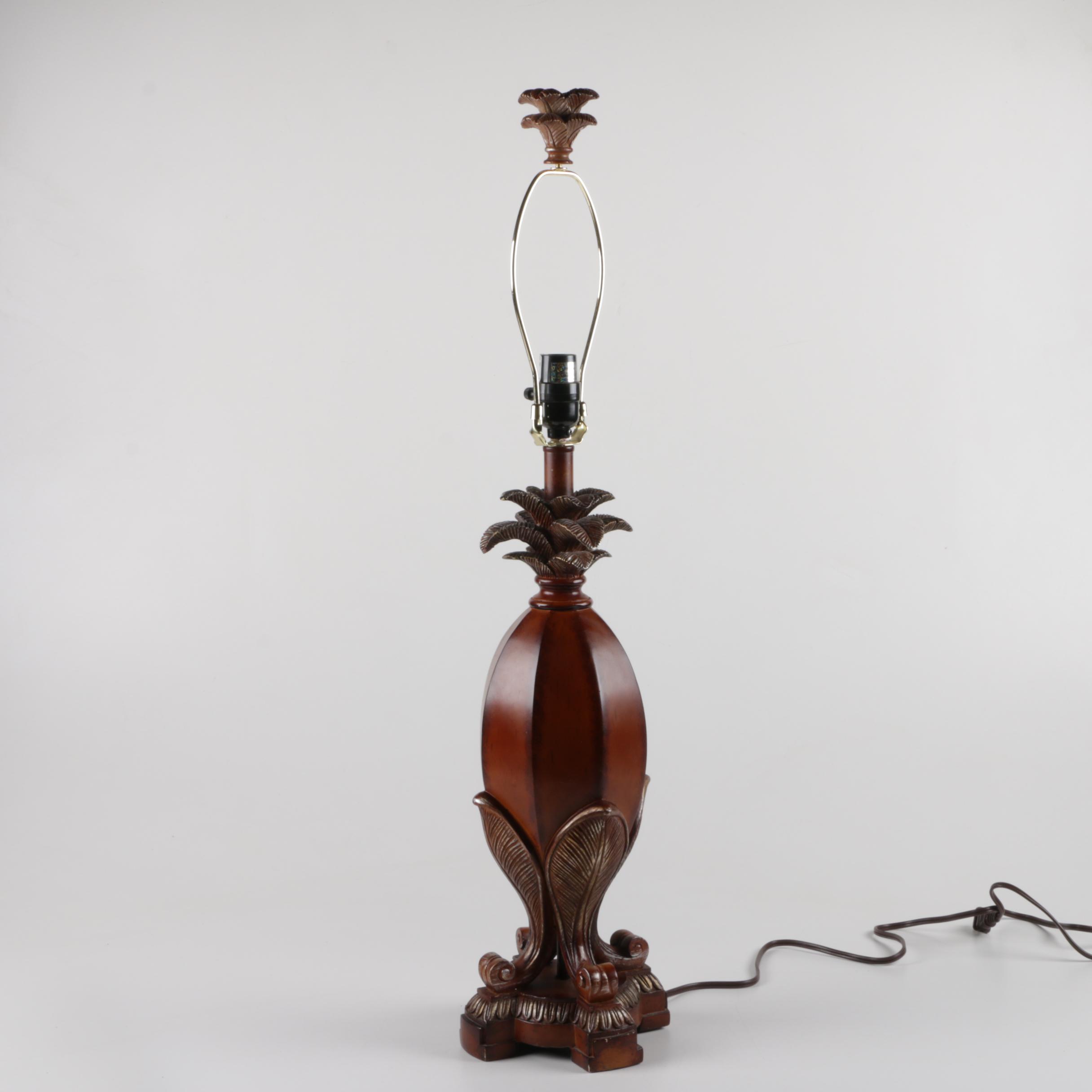 Wood Pineapple Style Table Lamp