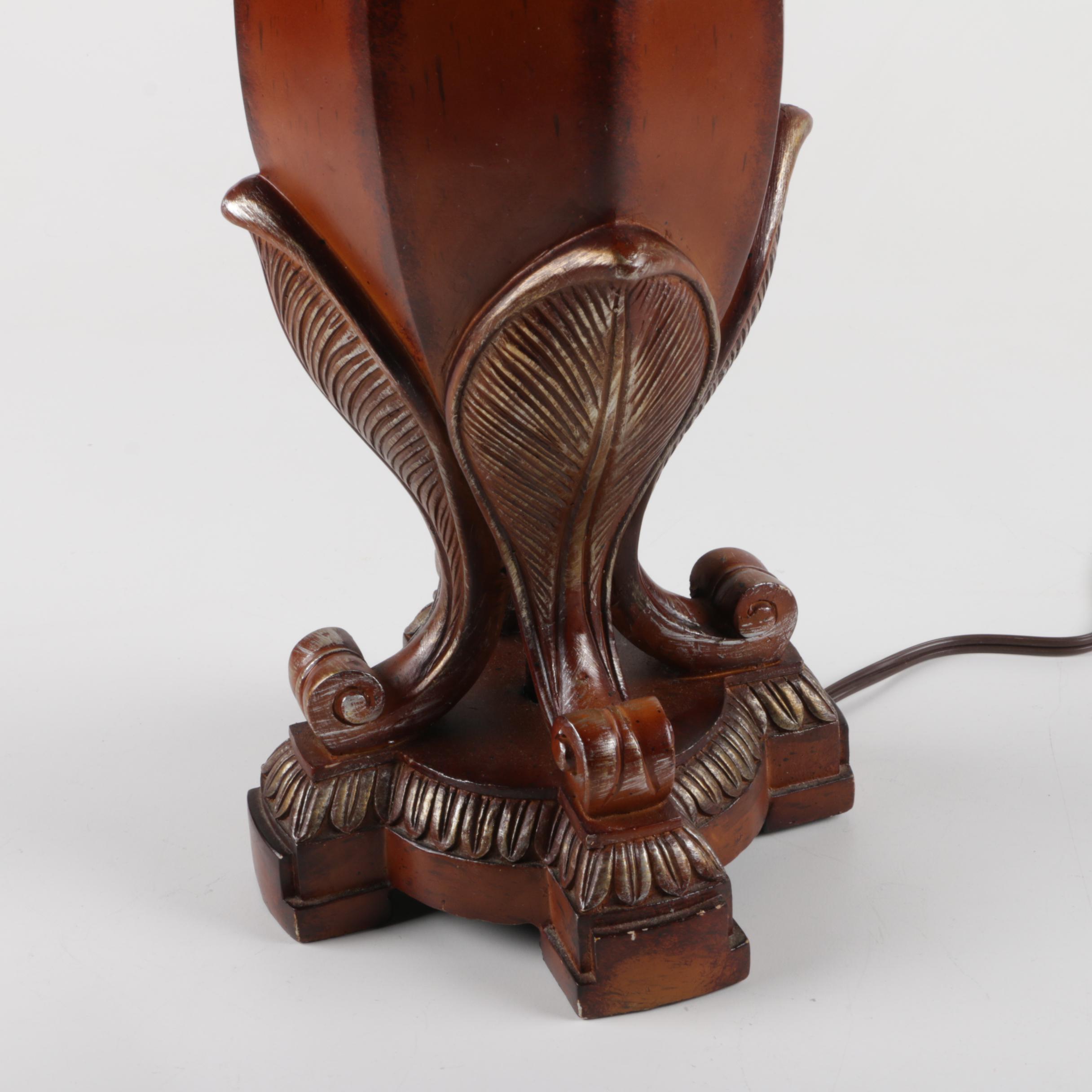 Wood Pineapple Style Table Lamp