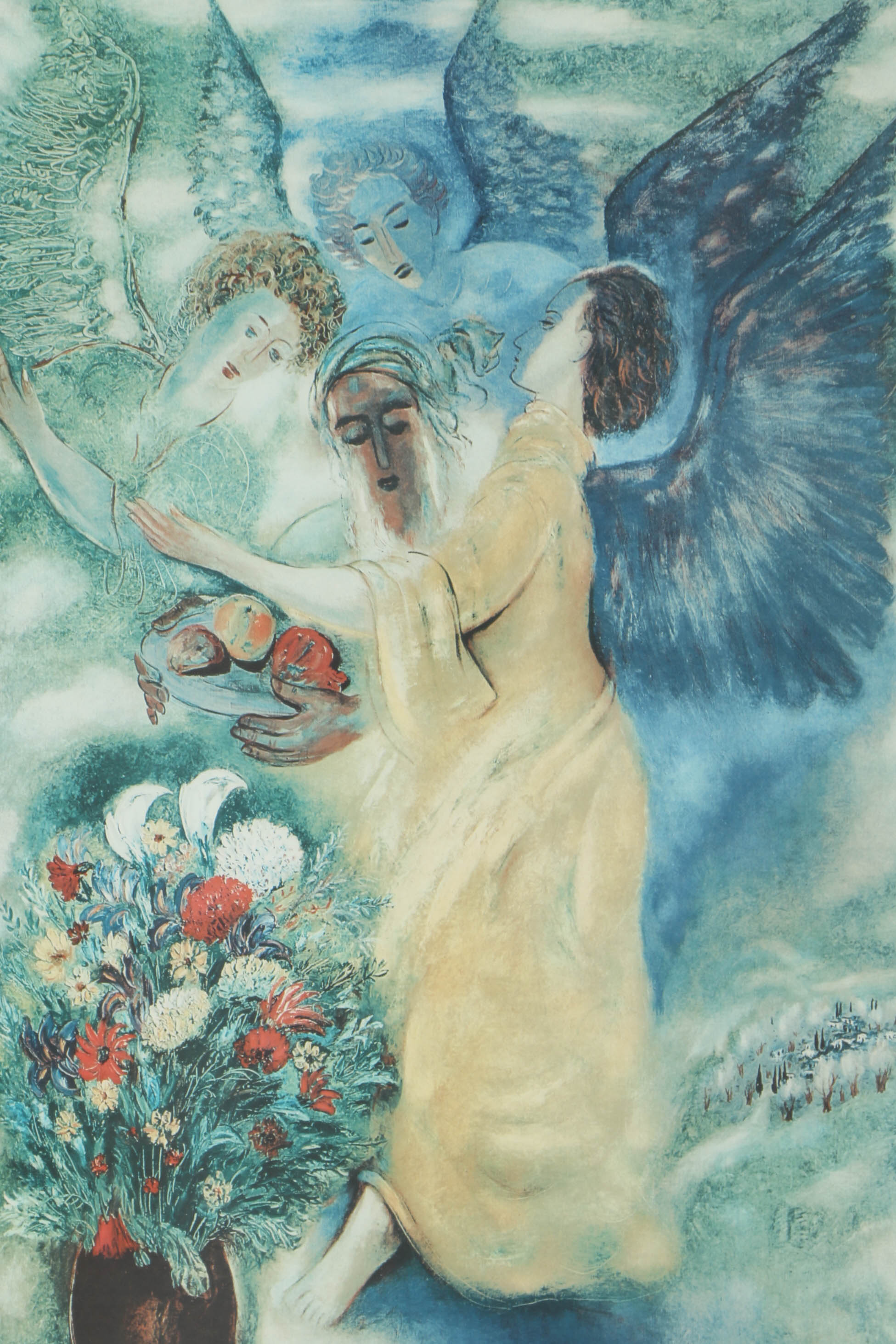 Reuven Rubin 1970s Limited Edition Lithograph "Abraham and the Three Angels"