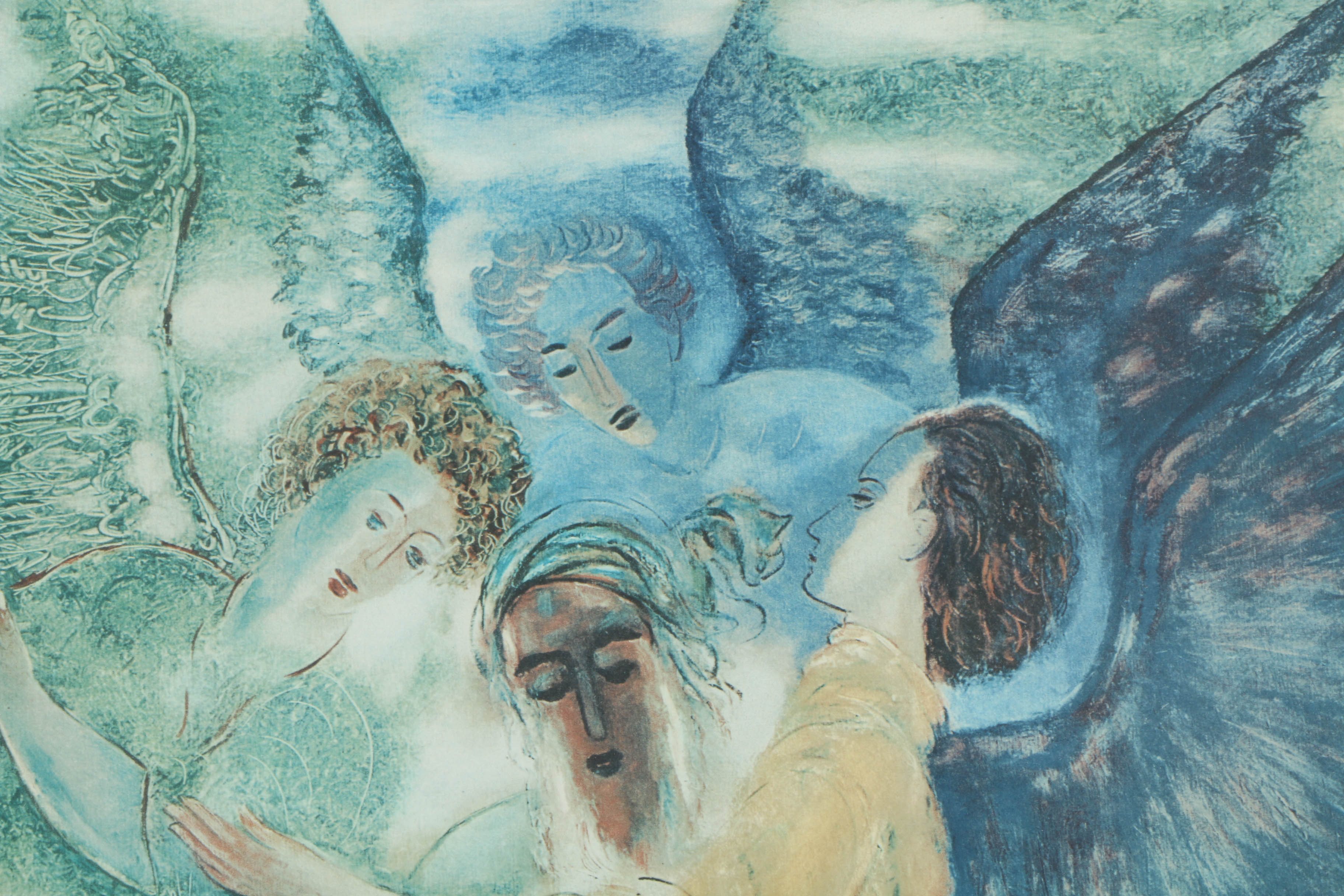 Reuven Rubin 1970s Limited Edition Lithograph "Abraham and the Three Angels"