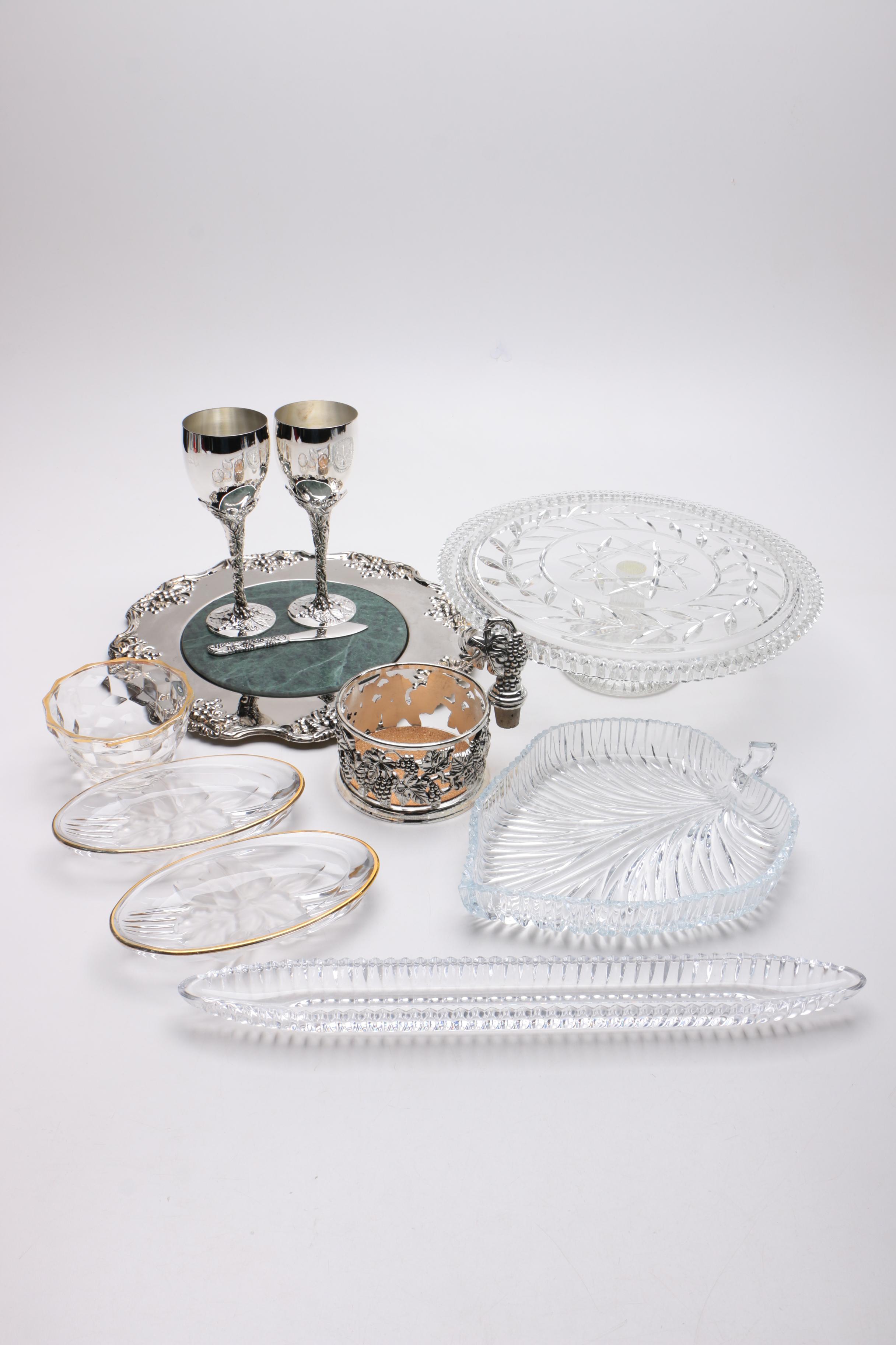 Collection of Silver Plate, Crystal, and Glass Tableware Including Godinger