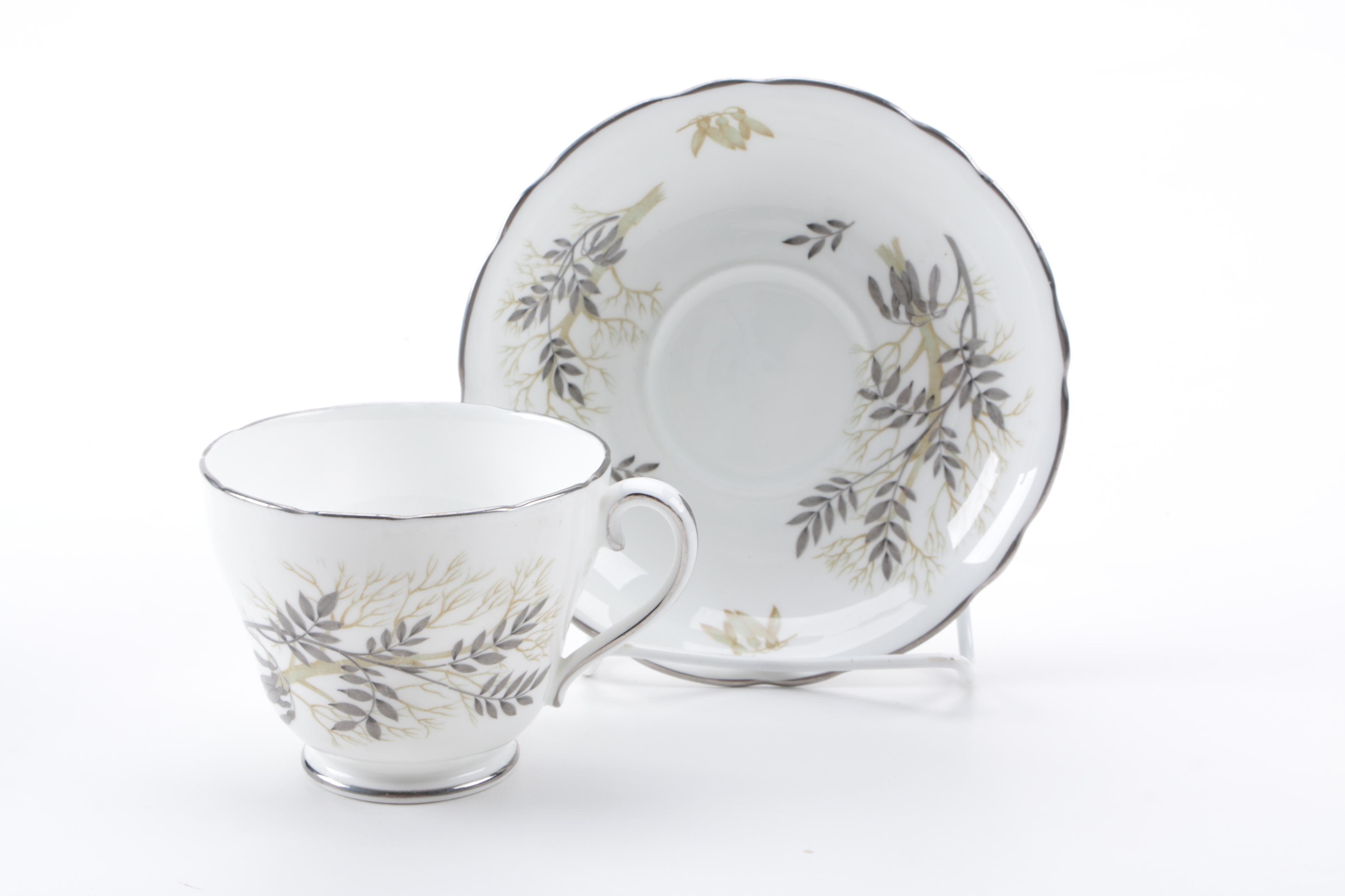 Porcelain Teacups and Saucers Including Royal Vale and Royal Albert