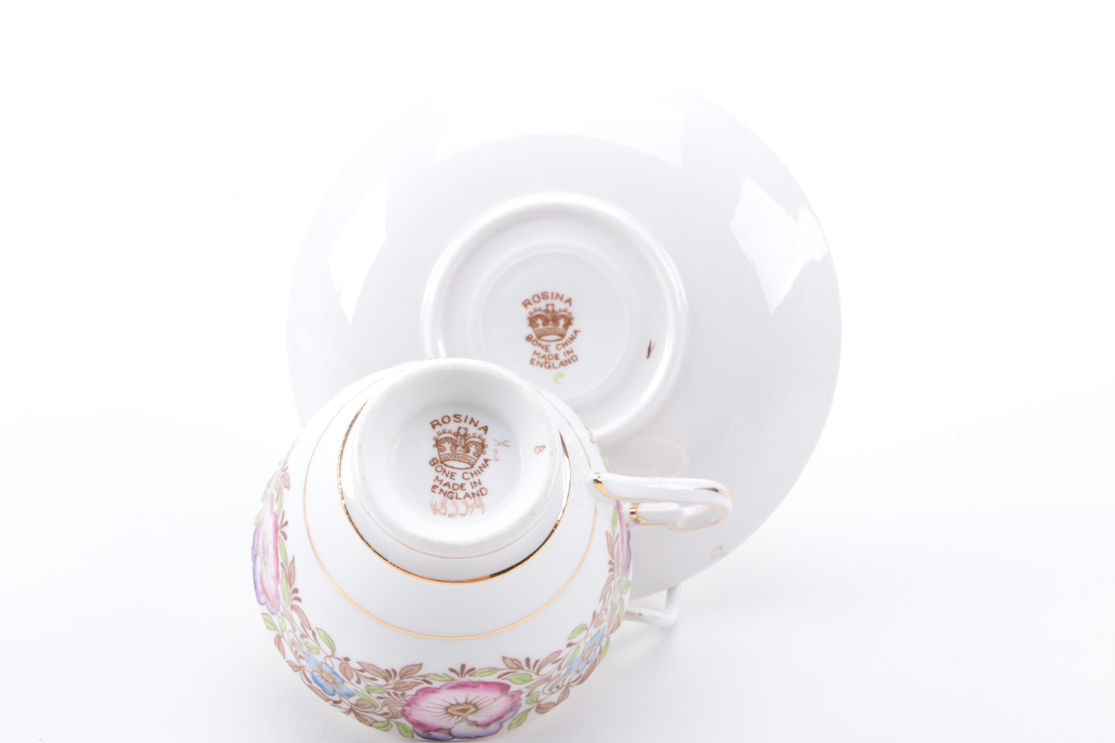 Porcelain Teacups and Saucers Including Royal Vale and Royal Albert