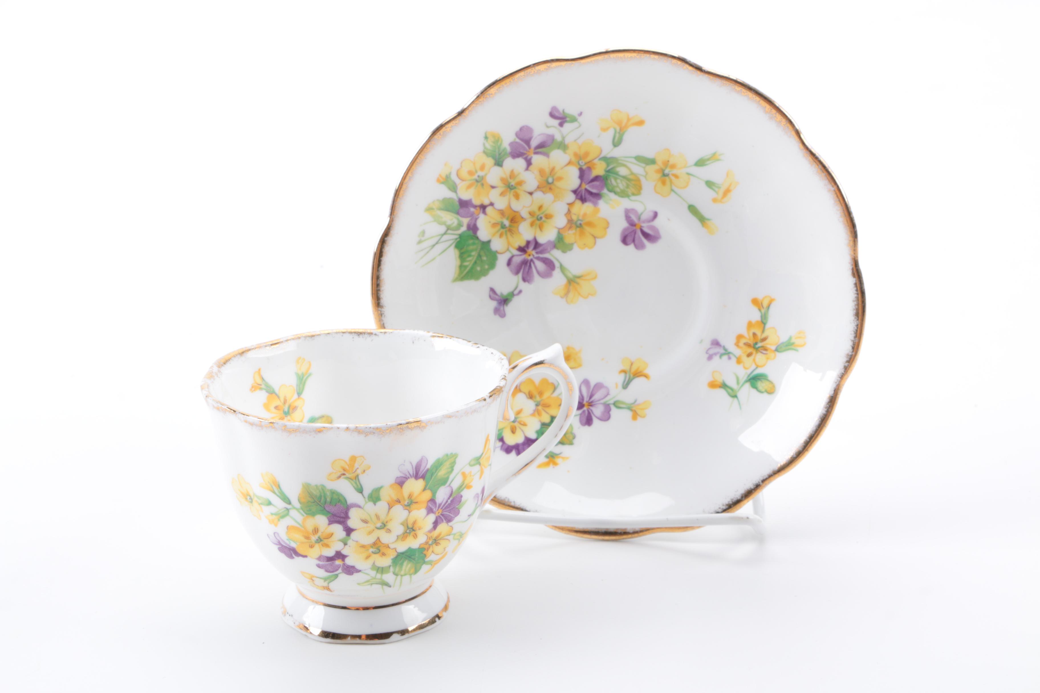 Porcelain Teacups and Saucers Including Royal Vale and Royal Albert