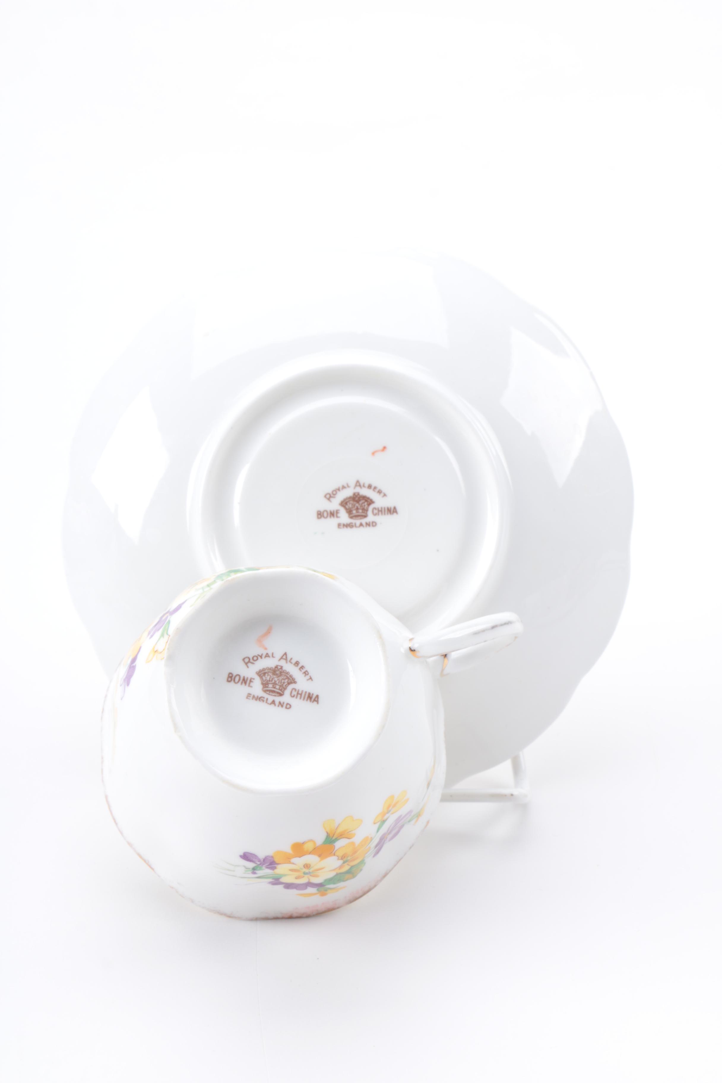 Porcelain Teacups and Saucers Including Royal Vale and Royal Albert