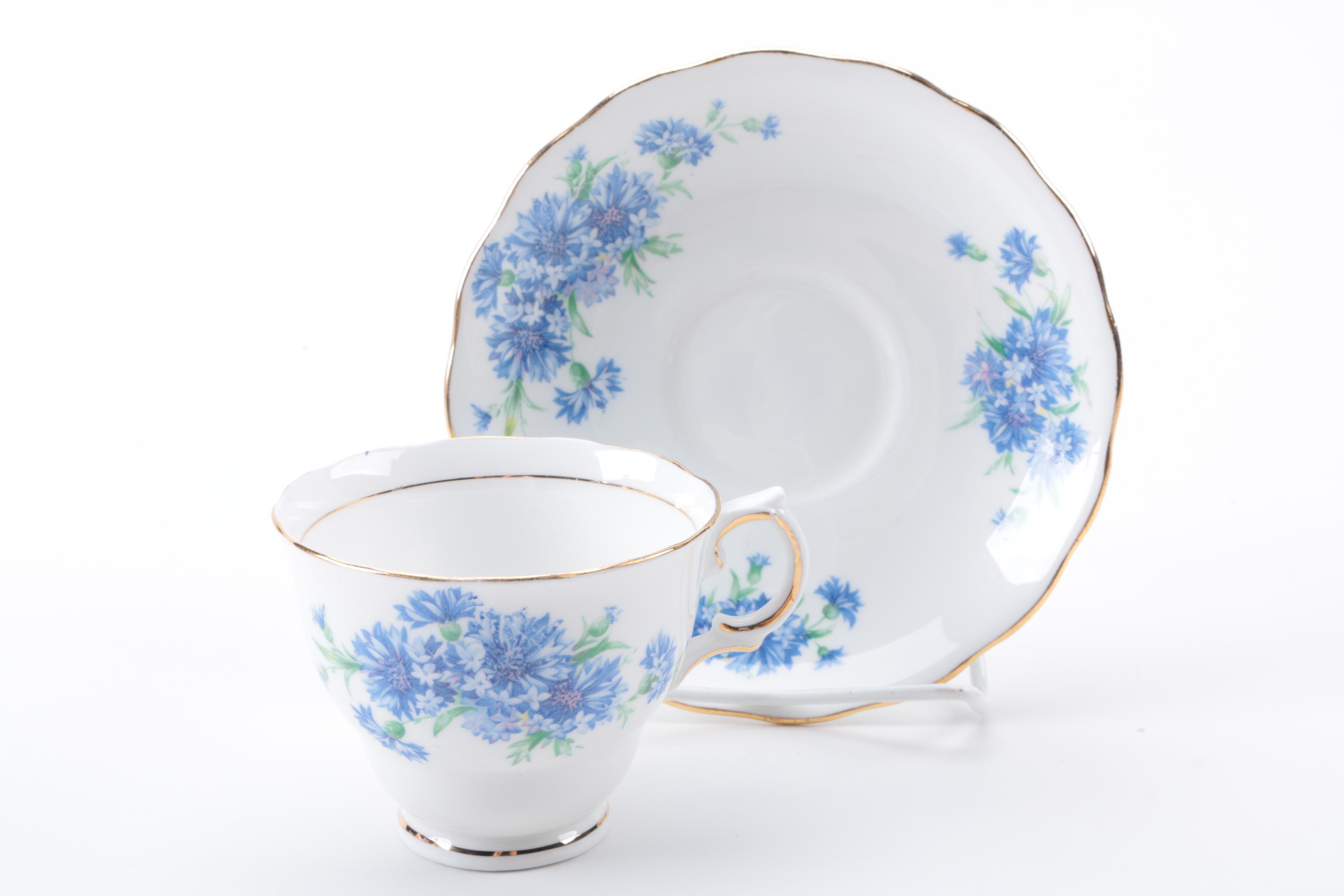 Porcelain Teacups and Saucers Including Royal Vale and Royal Albert