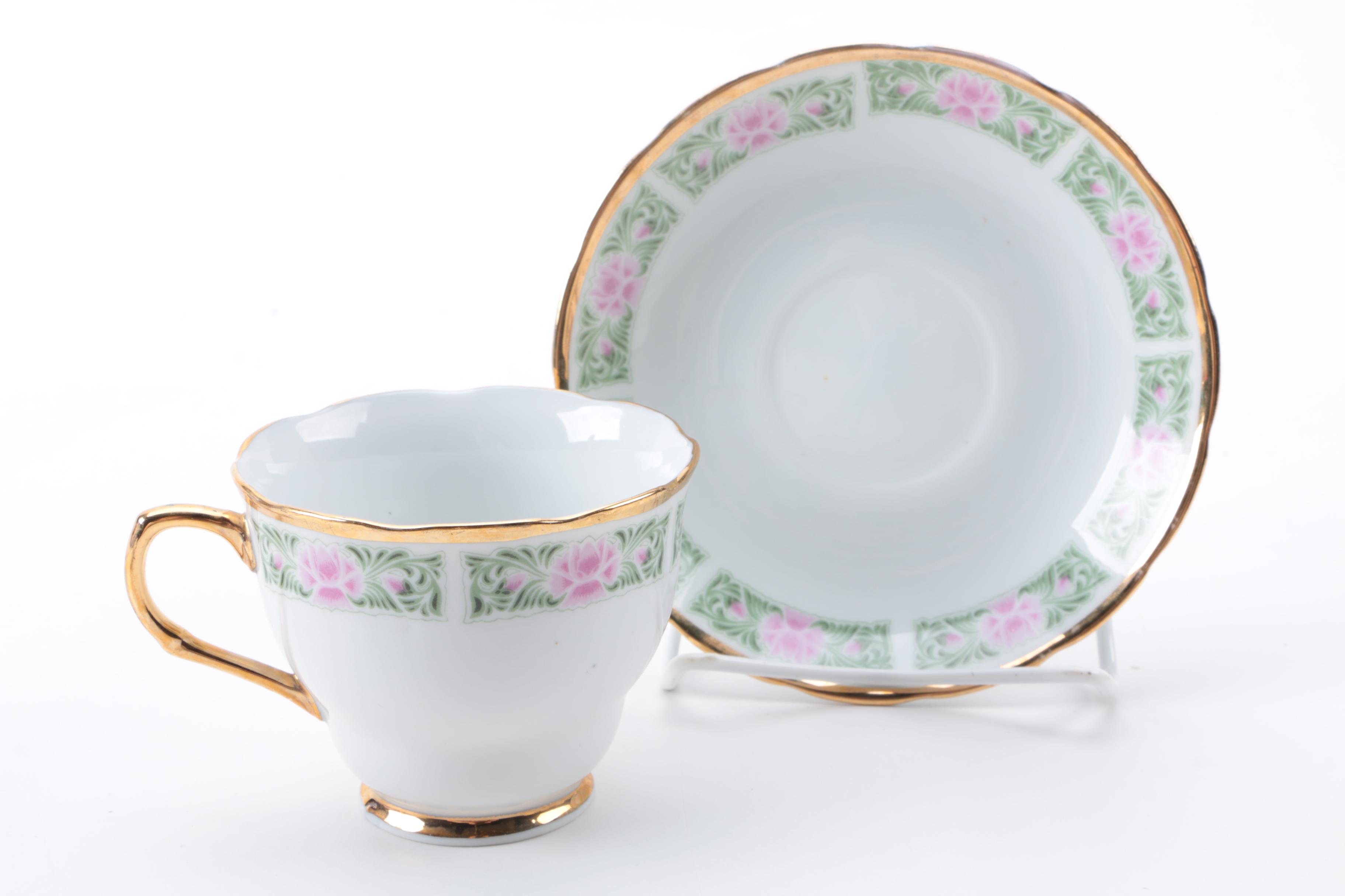 Porcelain Teacups and Saucers Including Royal Vale and Royal Albert