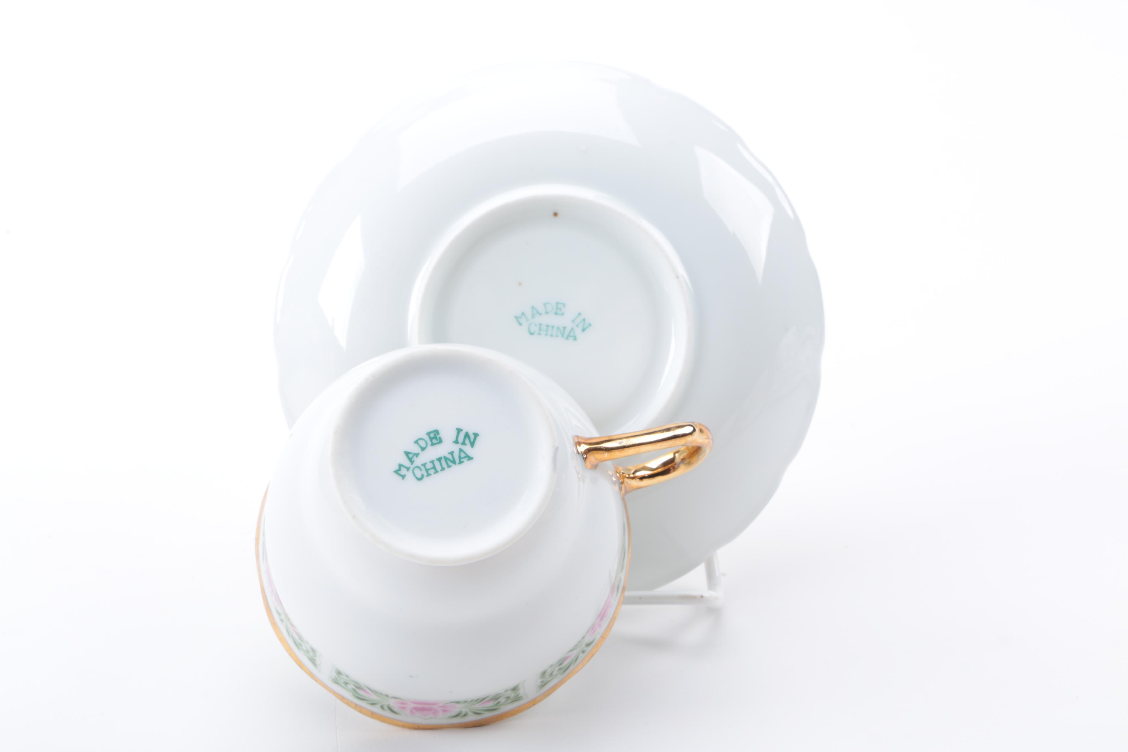 Porcelain Teacups and Saucers Including Royal Vale and Royal Albert