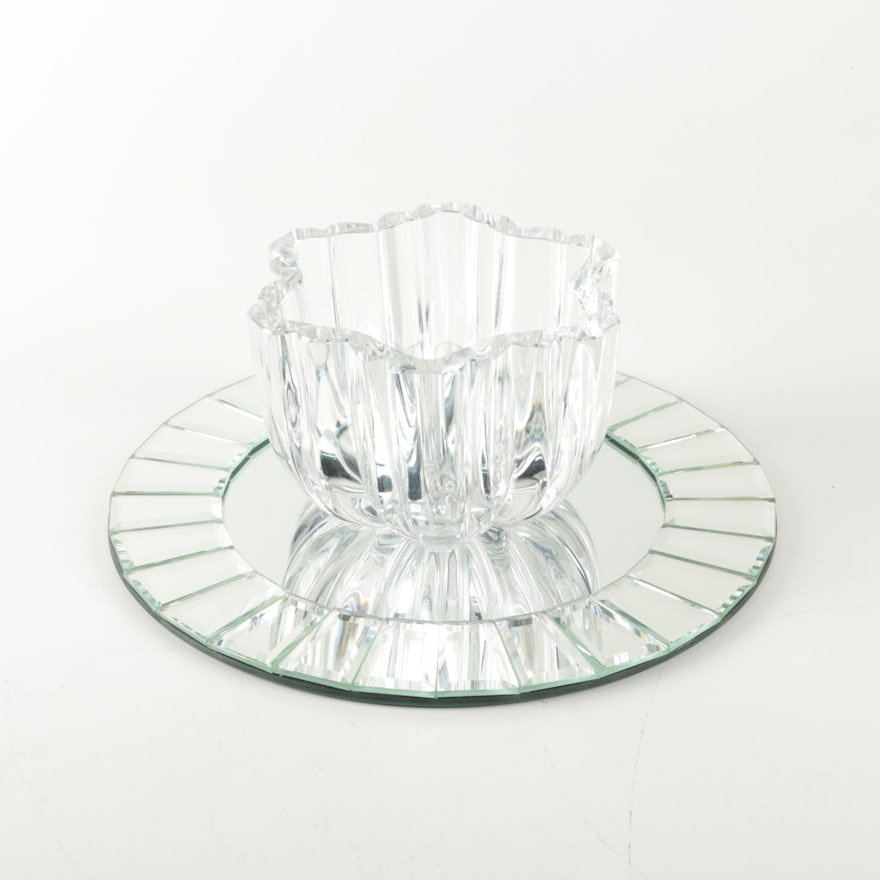 Crystal Bowl with Mirror Tray