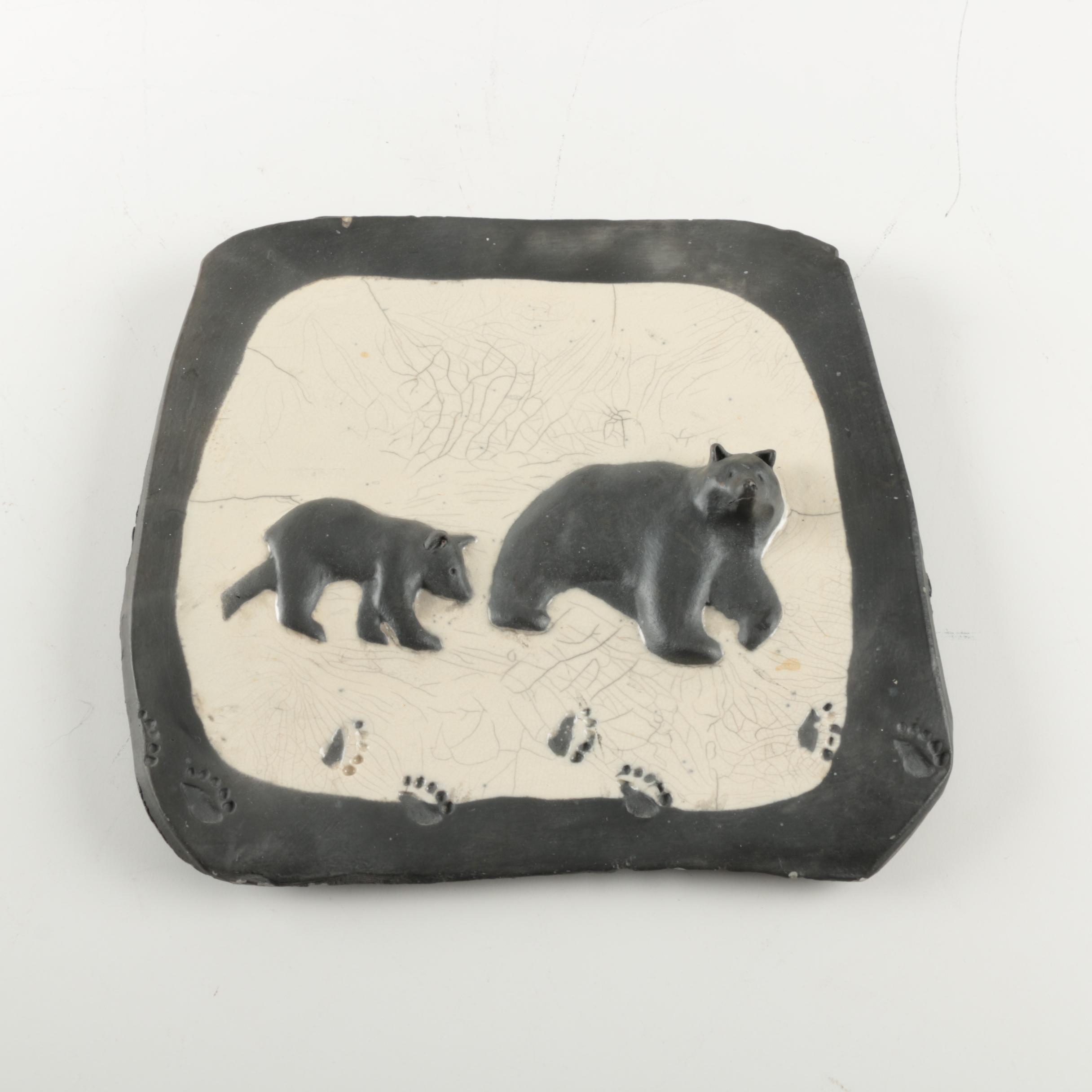Jan Hurd Handbuilt Sculpted Bear Plate